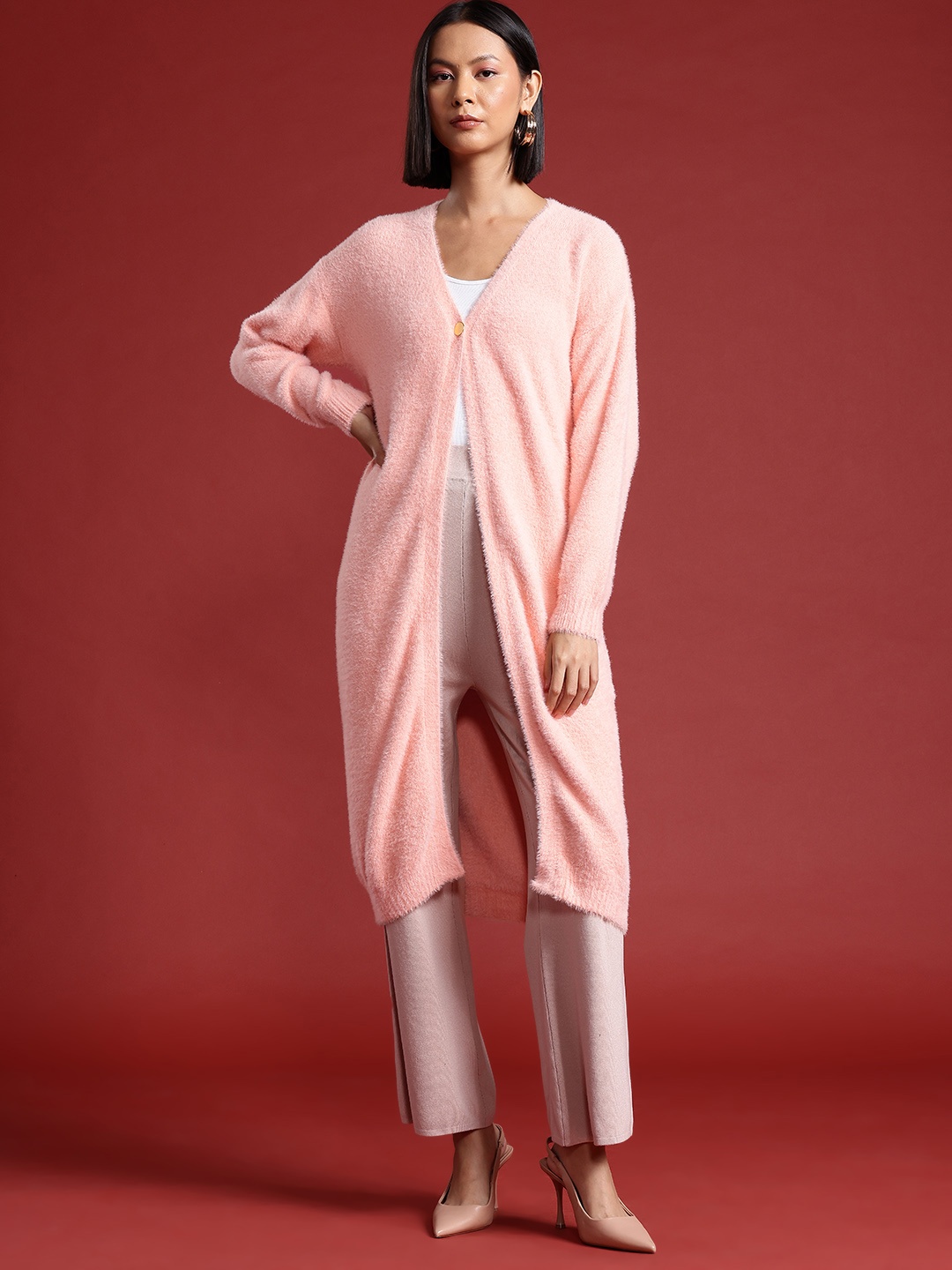 

all about you Faux Fur Longline Cardigan, Pink