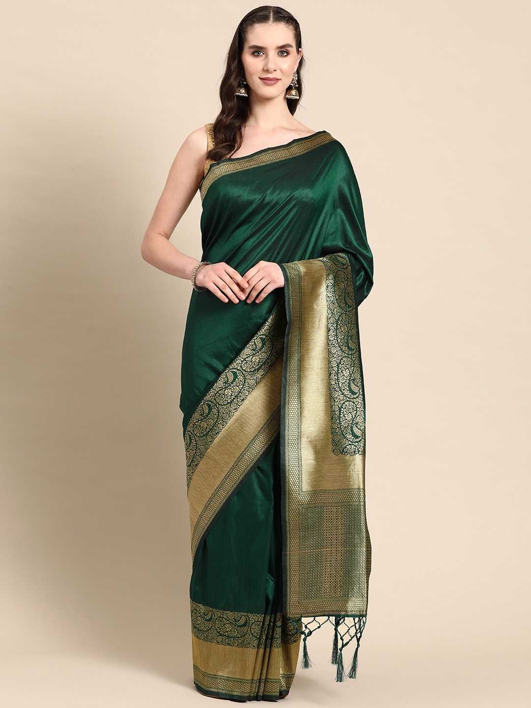 

Ishin Ethnic Motifs Zari Banarasi Saree, Green