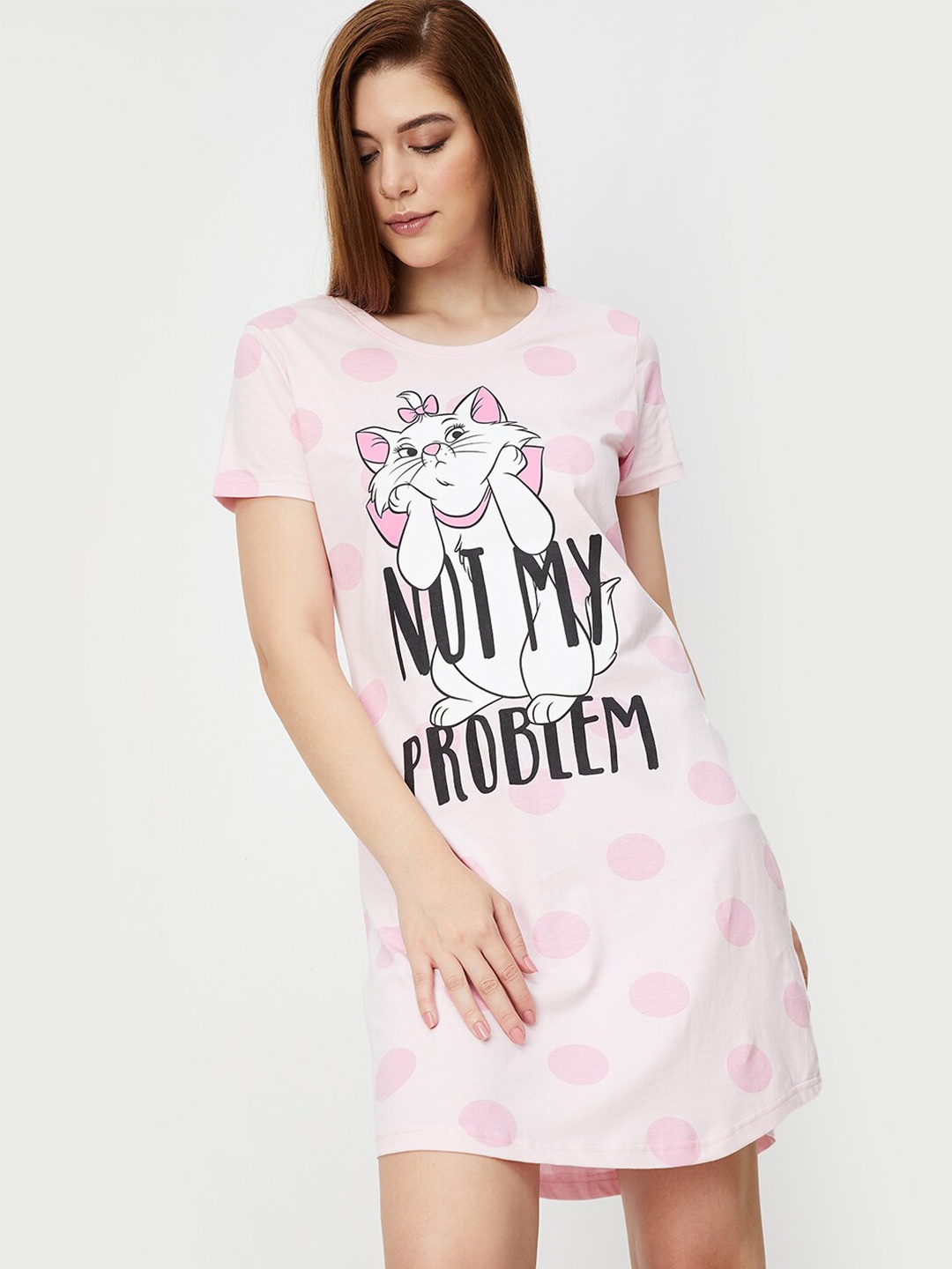

max Graphic Printed Pure Cotton Nightdress, Pink