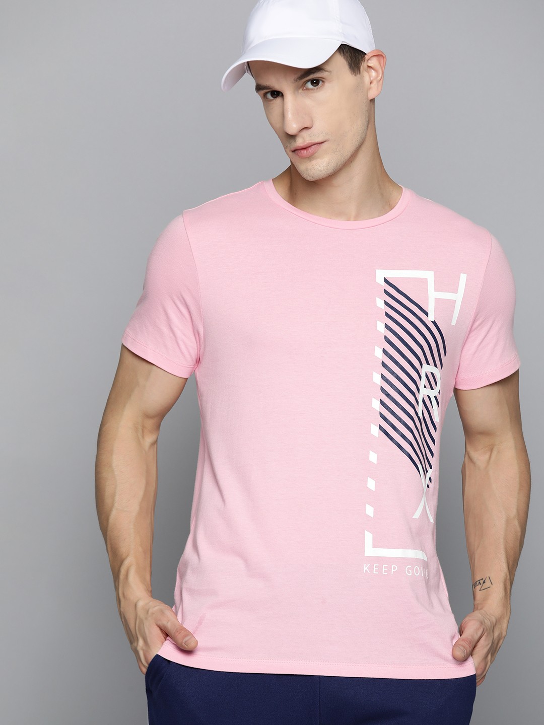 

HRX by Hrithik Roshan Men Brand Logo Printed Pure Cotton T-shirt, Pink