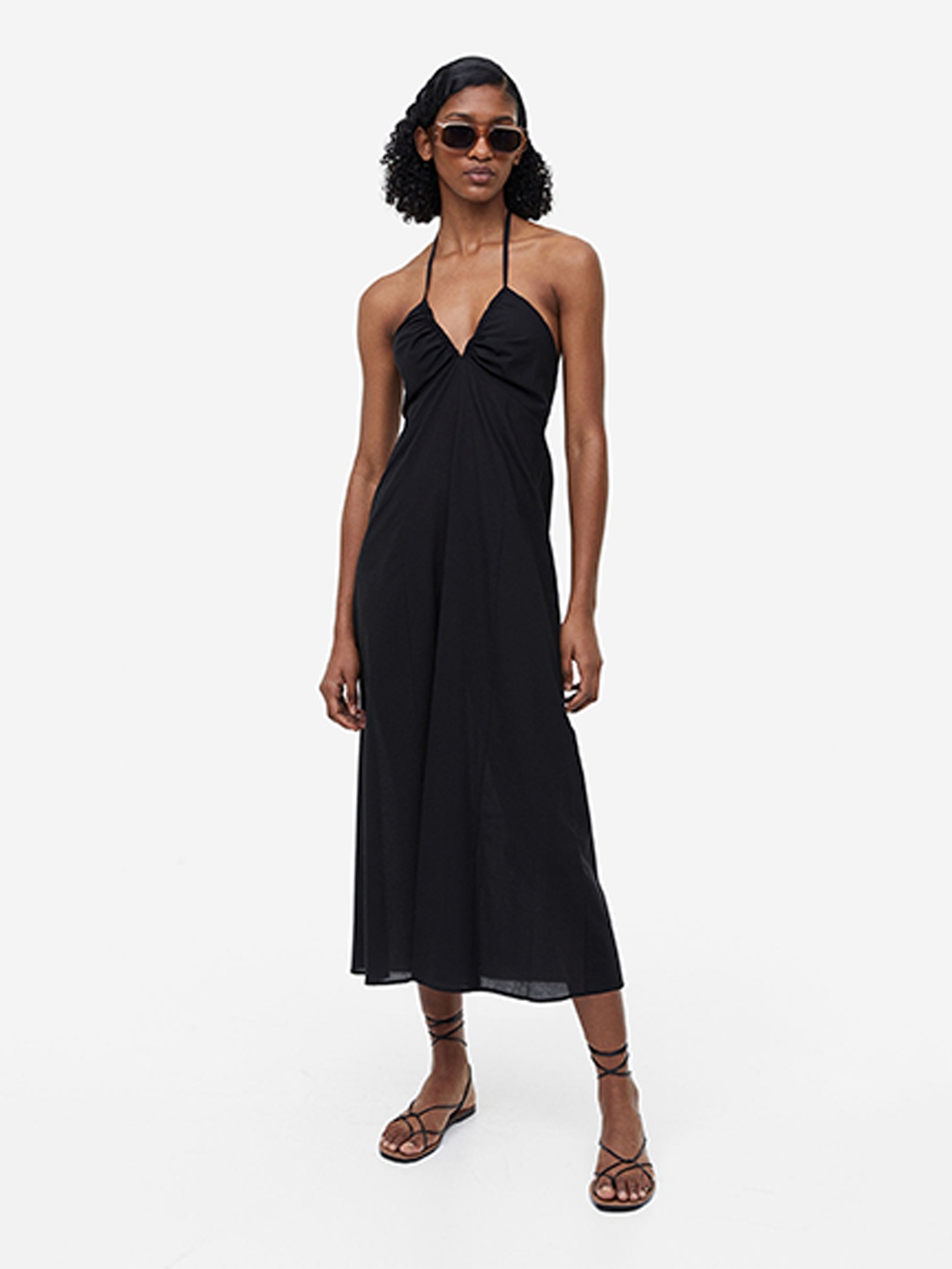 

H&M Cotton Halterneck Dress, Black