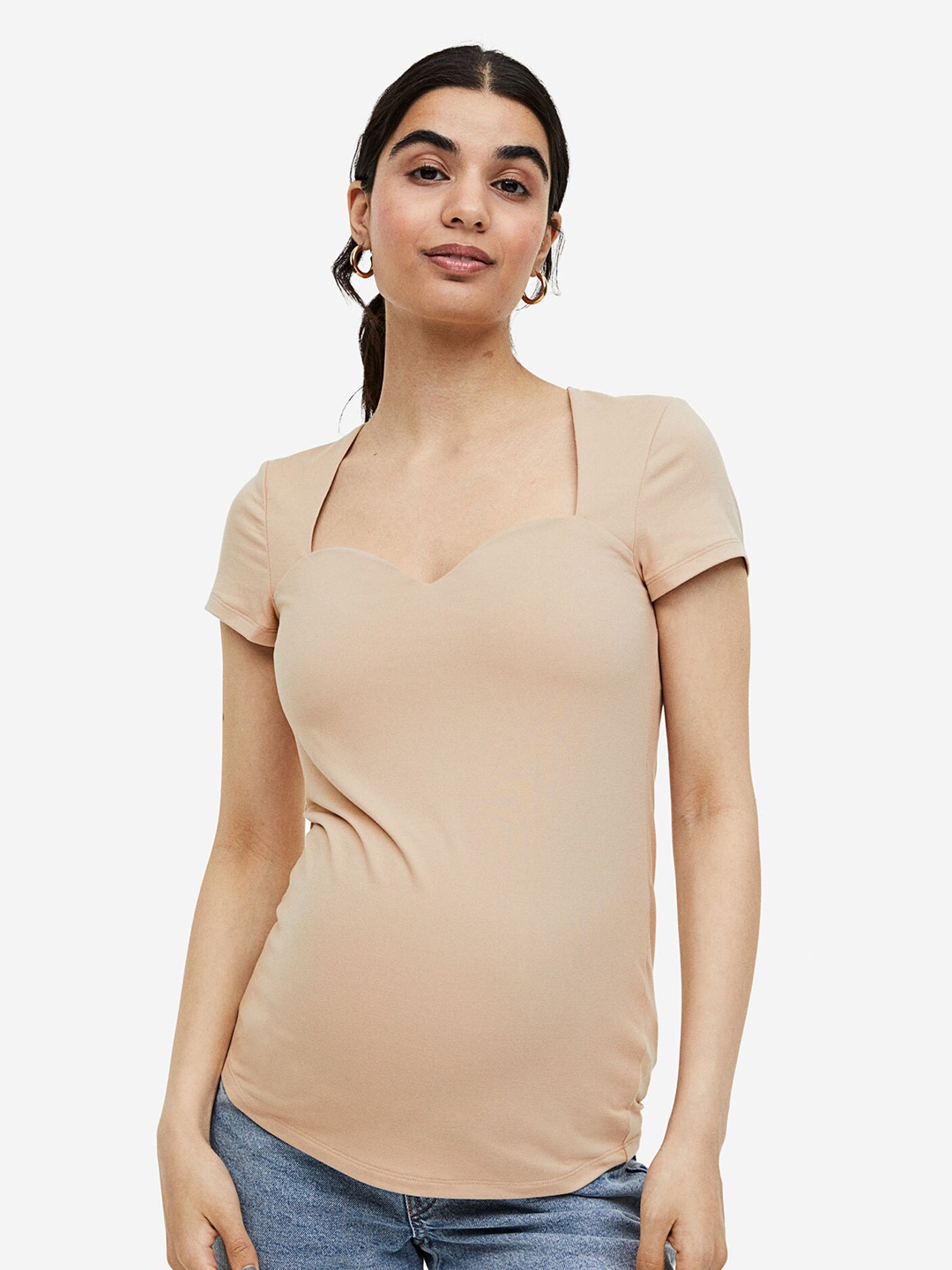 

H&M MAMA Jersey Top, Beige
