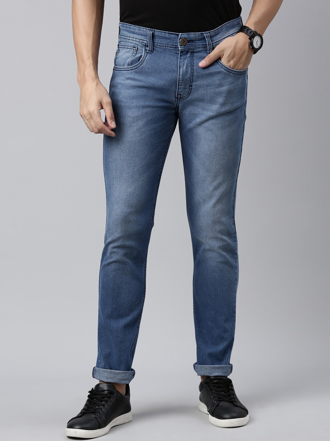 

Chennis Men Slim Fit Heavy Fade Clean Look Stretchable Jeans, Blue
