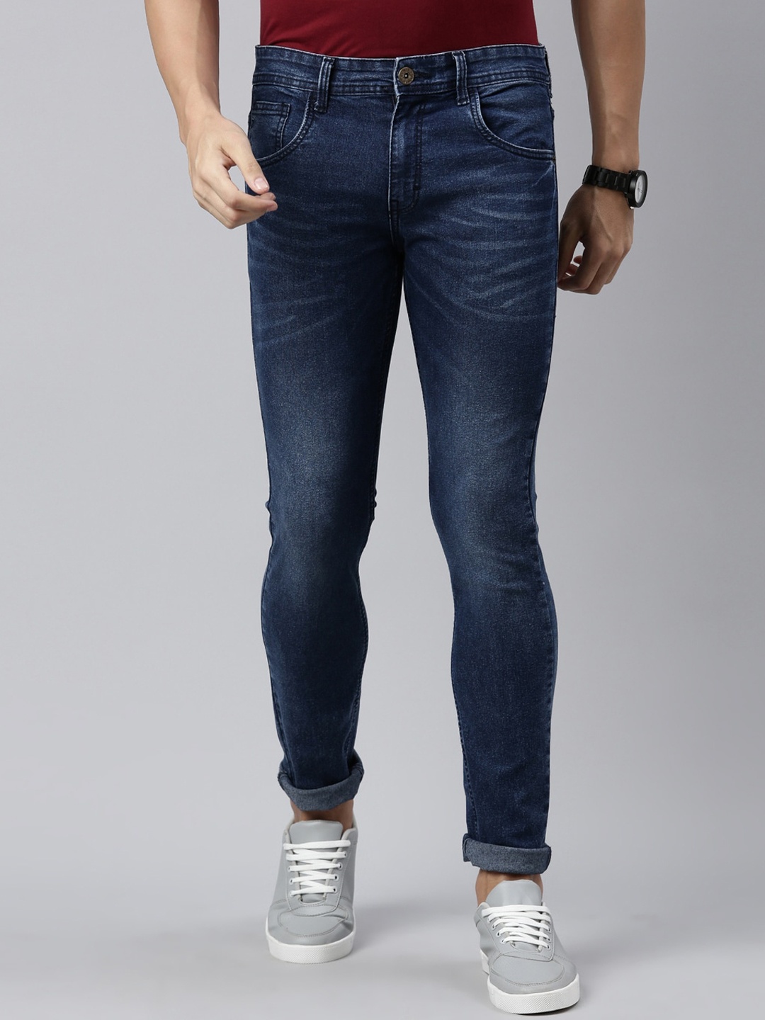 

Chennis Men Slim Fit Light Fade Clean Look Stretchable Jeans, Blue