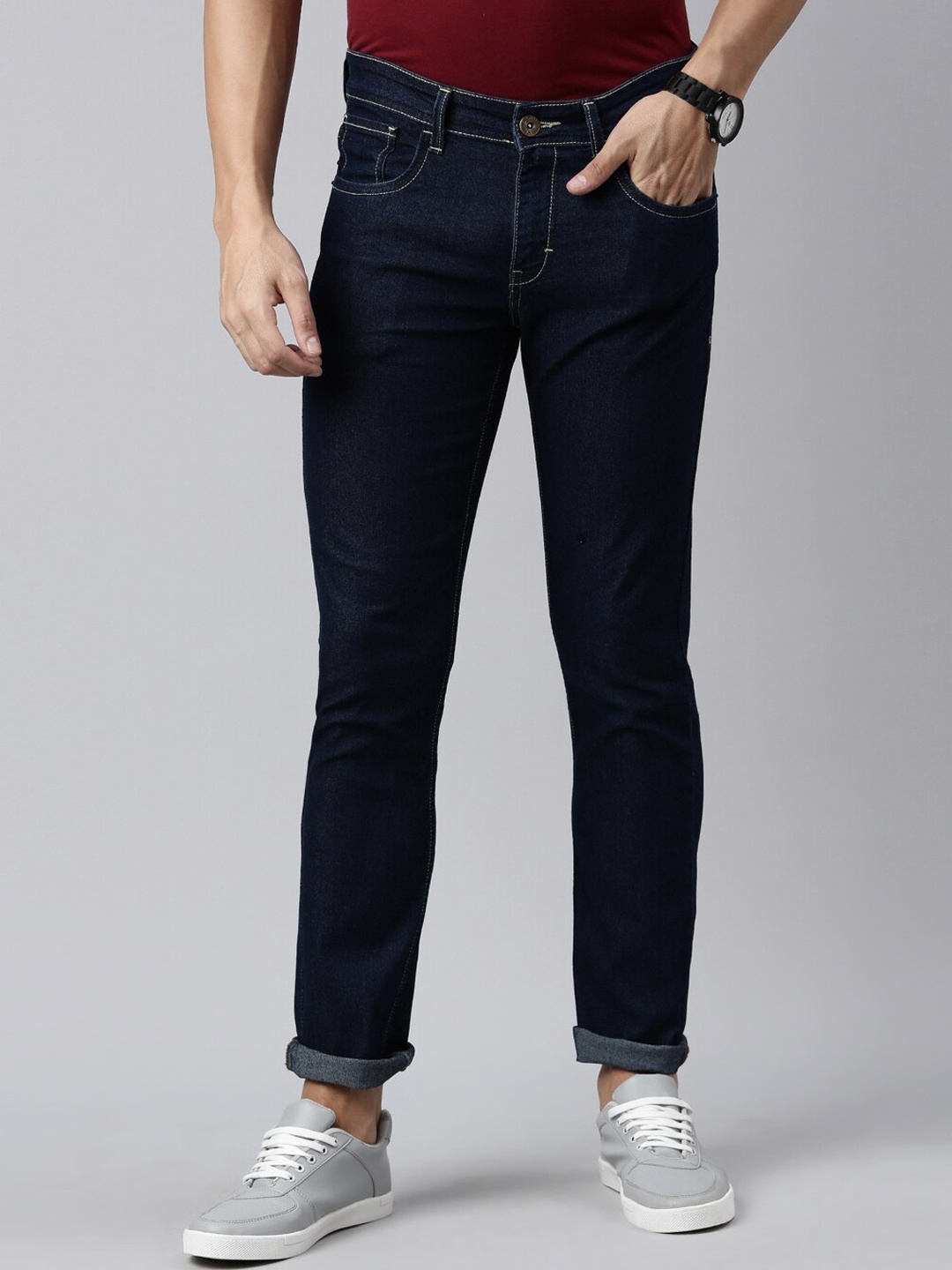 

Chennis Men Slim Fit Mid-Rise Clean Look Stretchable Jeans, Blue