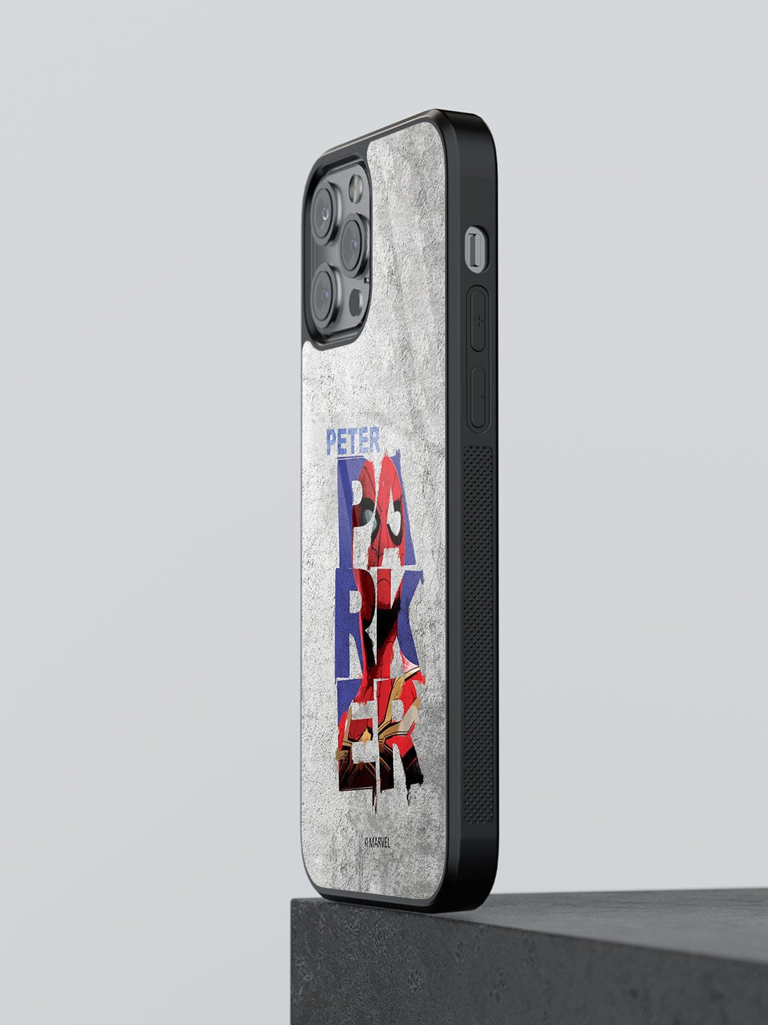 

macmerise Peter Parker Grunge Design Glass iPhone 12 Pro Max Back Case, Grey