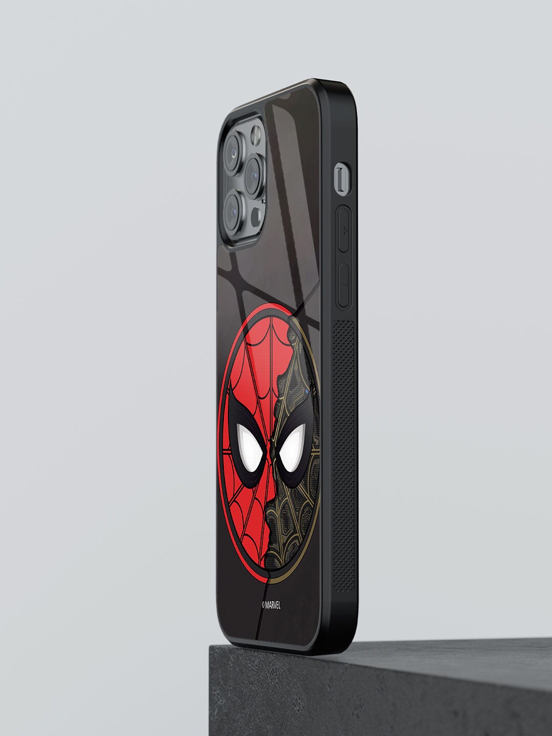 

macmerise Printed Two Face Spidey Design iPhone 12 Pro Back Cover, Black