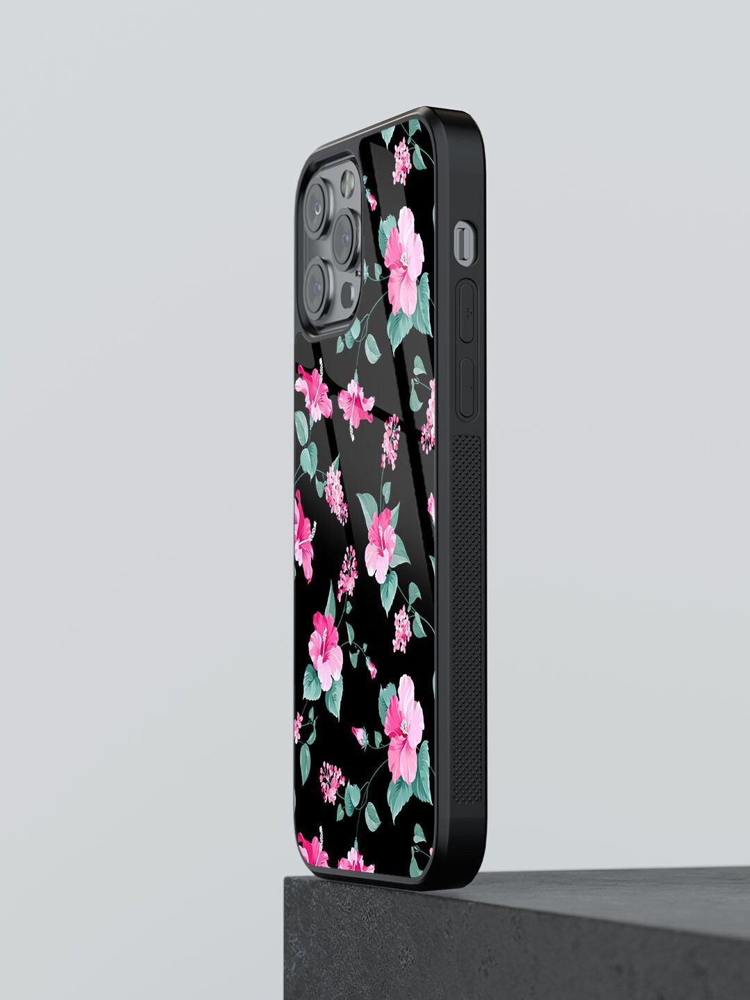 

macmerise SK Hibiscus Blush Printed iPhone 12 Pro Max Phone Back Case, Black