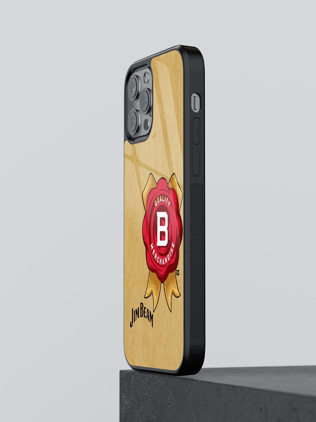 

macmerise Jim Beam Vintage Design Glass iPhone 12 Pro Max Back Case, Beige