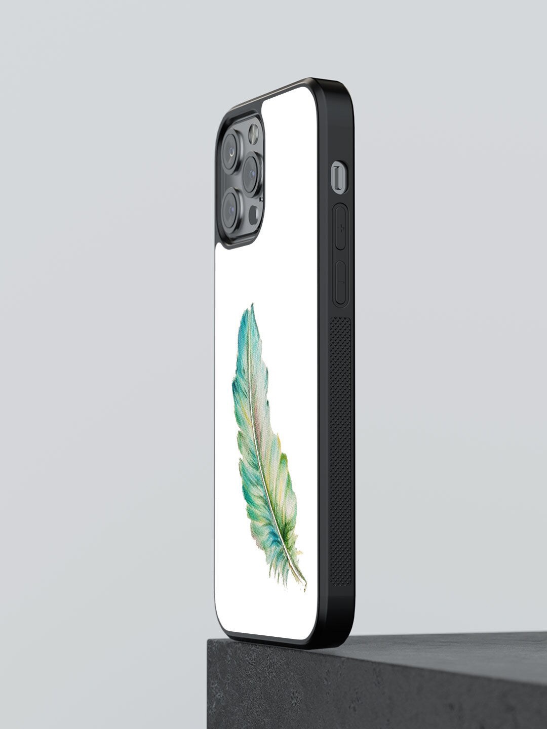 

macmerise SK Feather Art Design Glass iPhone 12 Pro Back Case, White