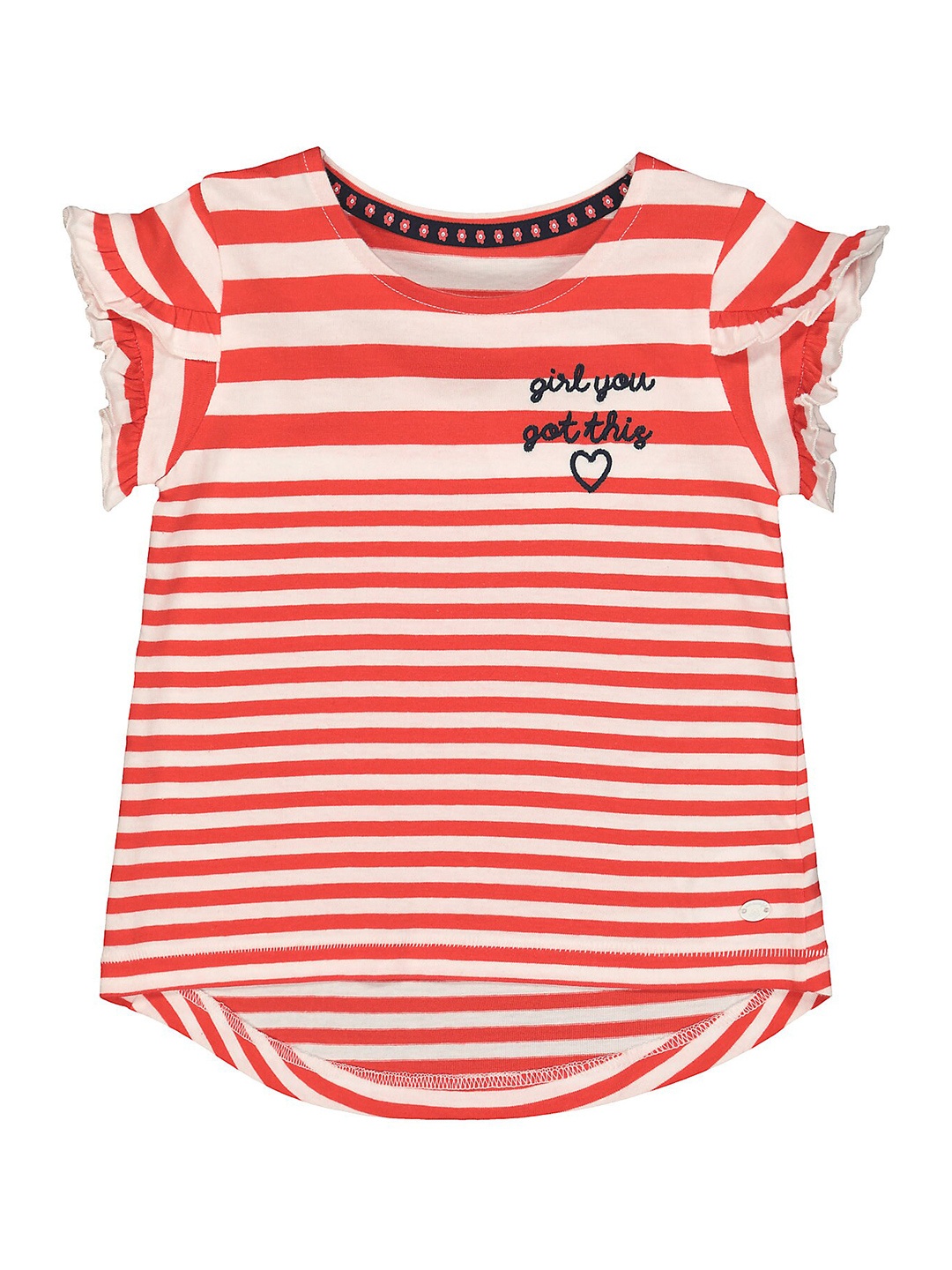 

mothercare Girls Striped Short Sleeves Cotton T-shirt, Red
