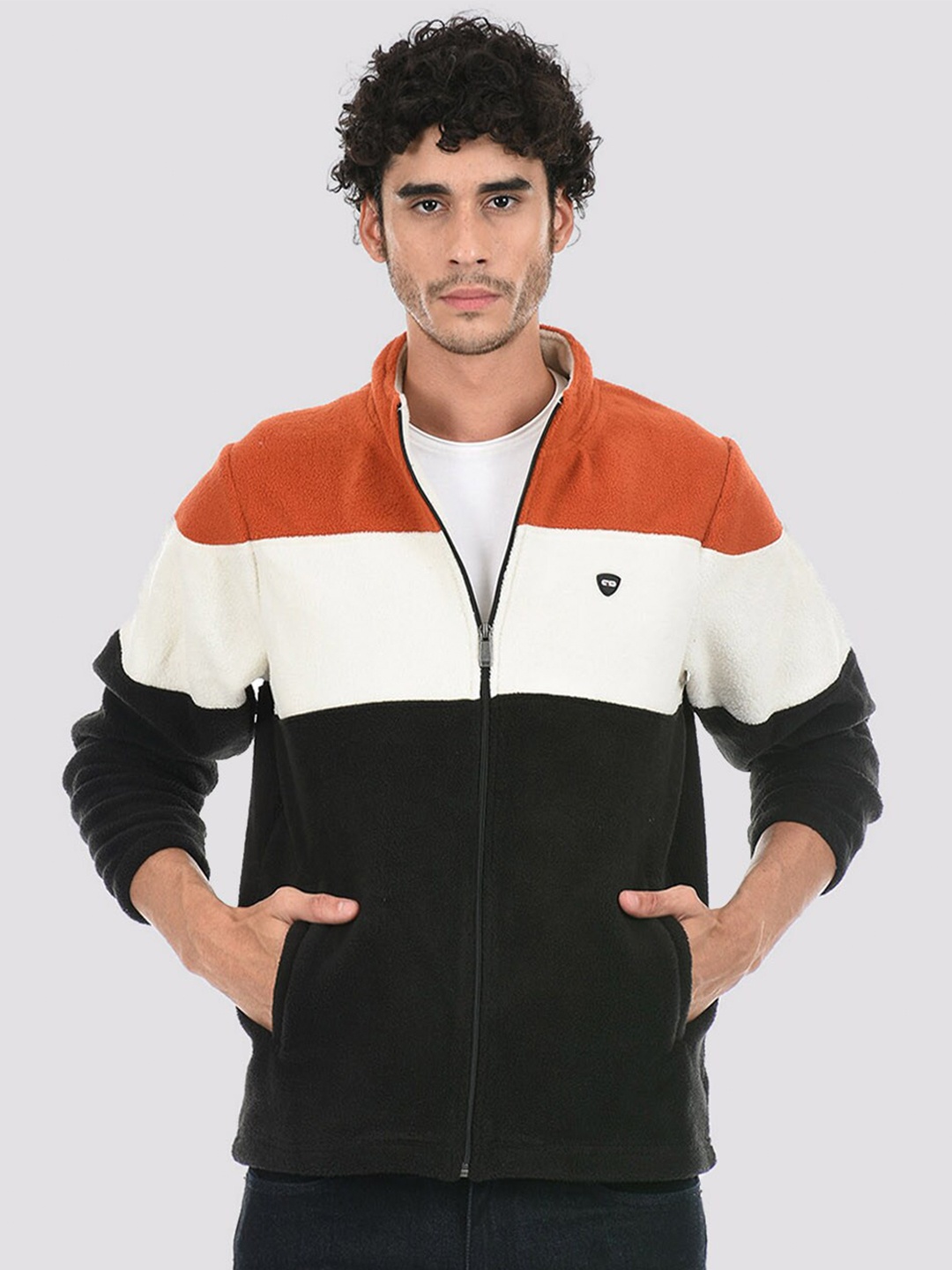 

Cloak & Decker by Monte Carlo Colourblocked Mock Collar Cotton Sweatshirt, Black