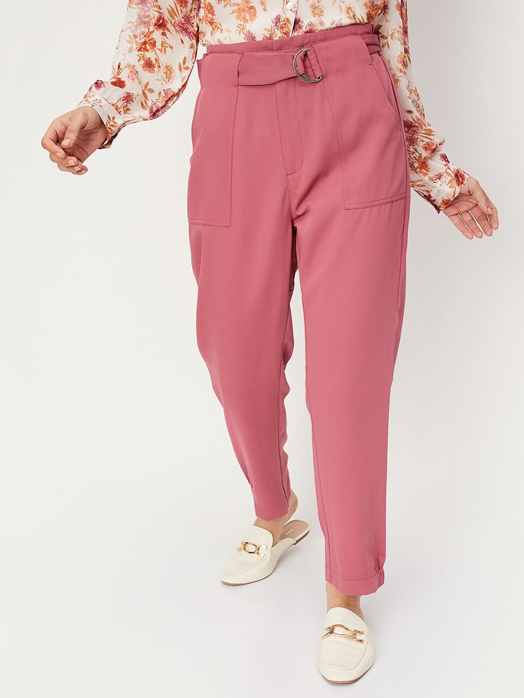 

max Mid-Rise Pleated Trousers, Pink