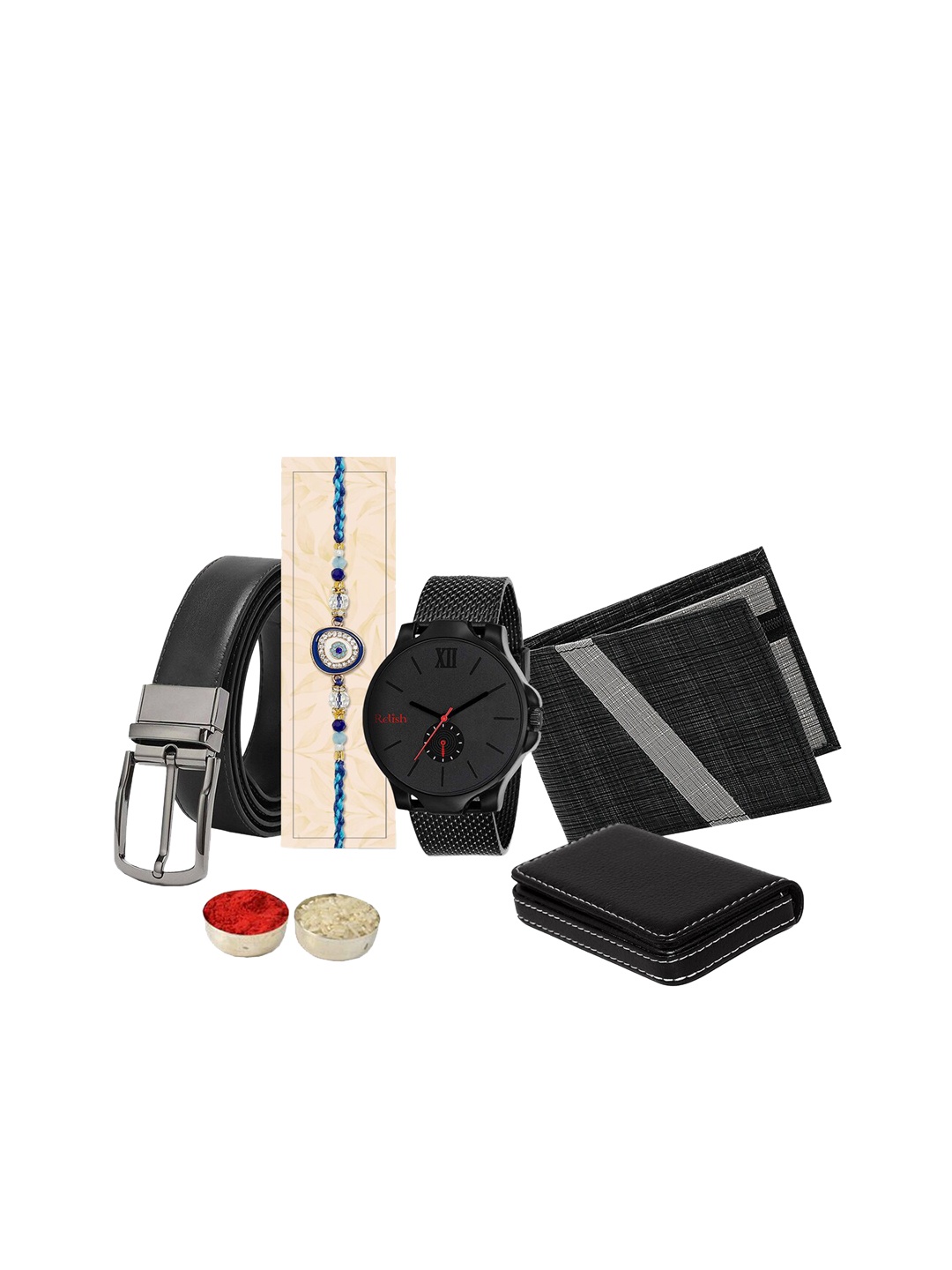 

Relish Men Rakhi With Watch And Wallet, Cardholder, Belt Gift Box, Black