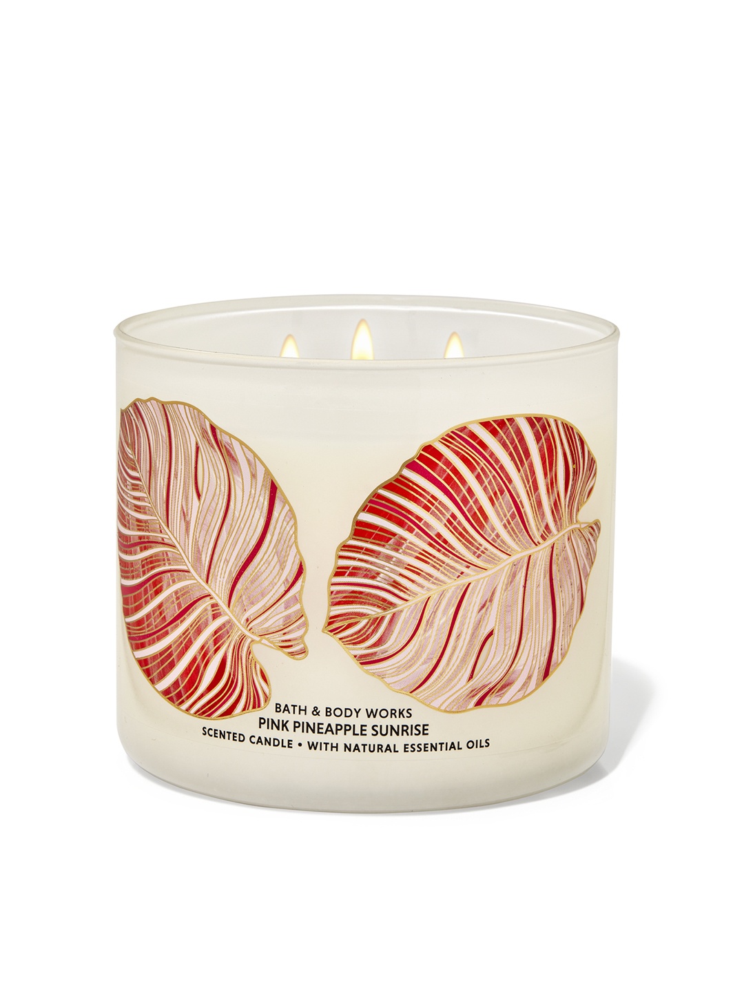 

Bath & Body Works Pink Pineapple Sunrise 3-Wick Scented Candle with Essential Oils - 411g, Off white