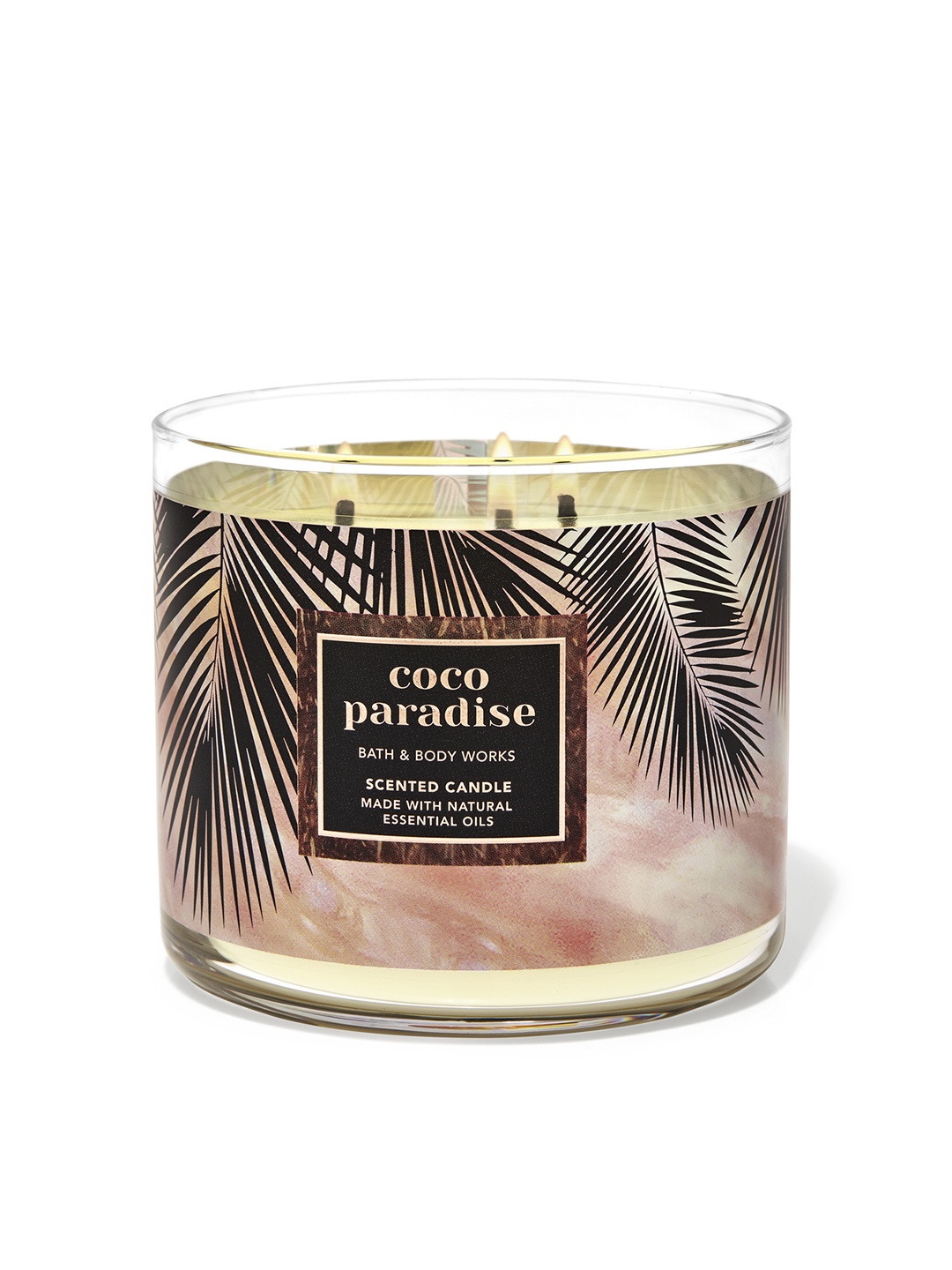 

Bath & Body Works Coco Paradise 3-Wick Scented Candle with Essential Oils - 411g, Gold