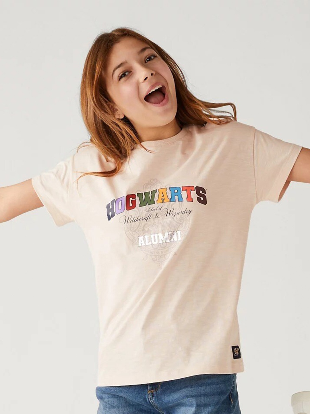 

Marks & Spencer Girls Typography Printed Cotton T-shirt, Beige