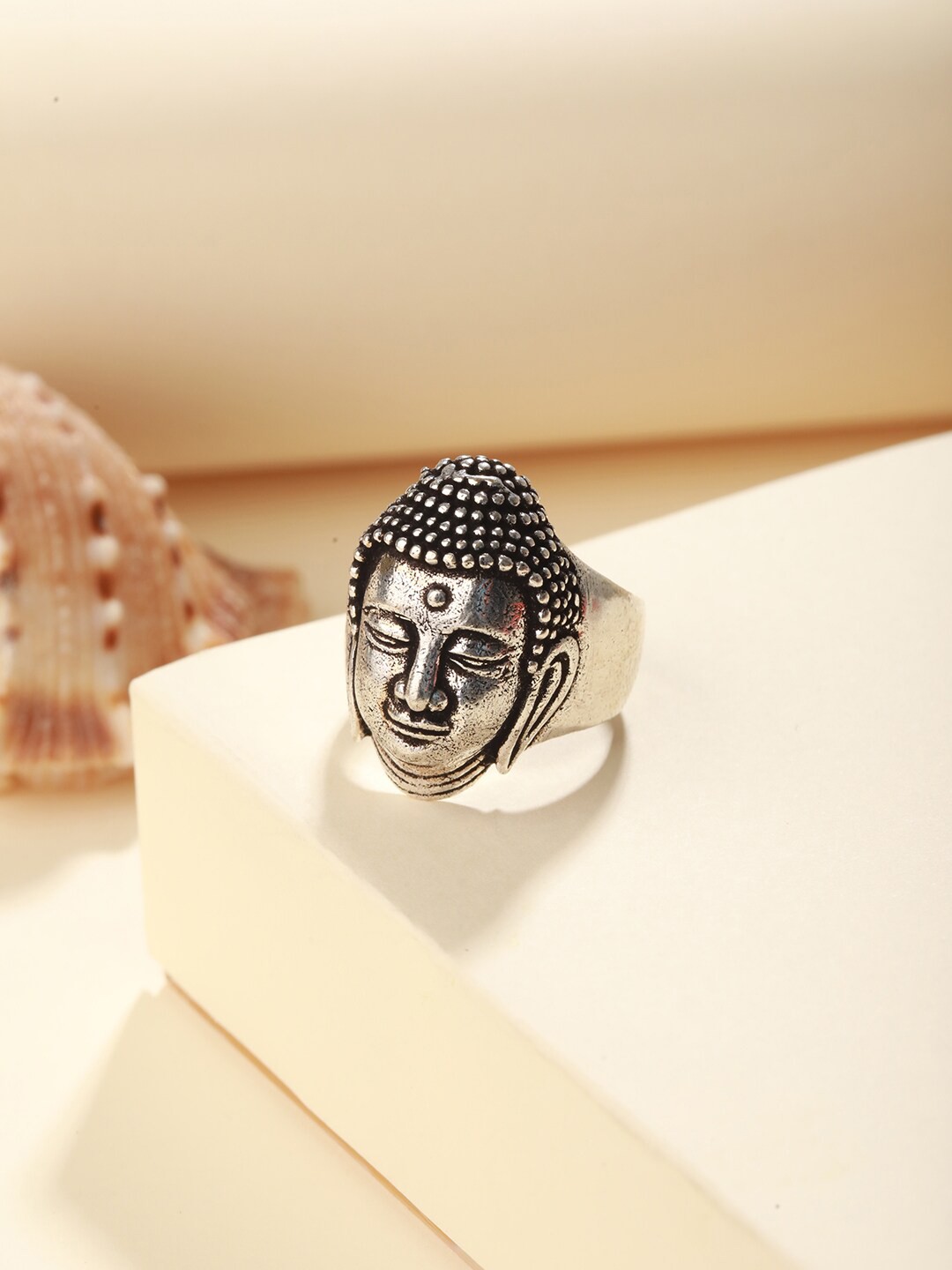 

Priyaasi Silver-Plated Beaming Buddha Ring