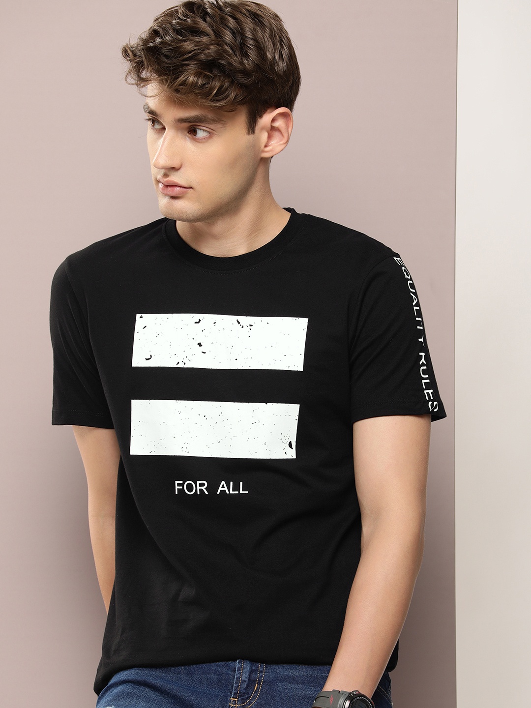 

Kook N Keech Pure Cotton Graphic Printed Casual T-shirt, Black