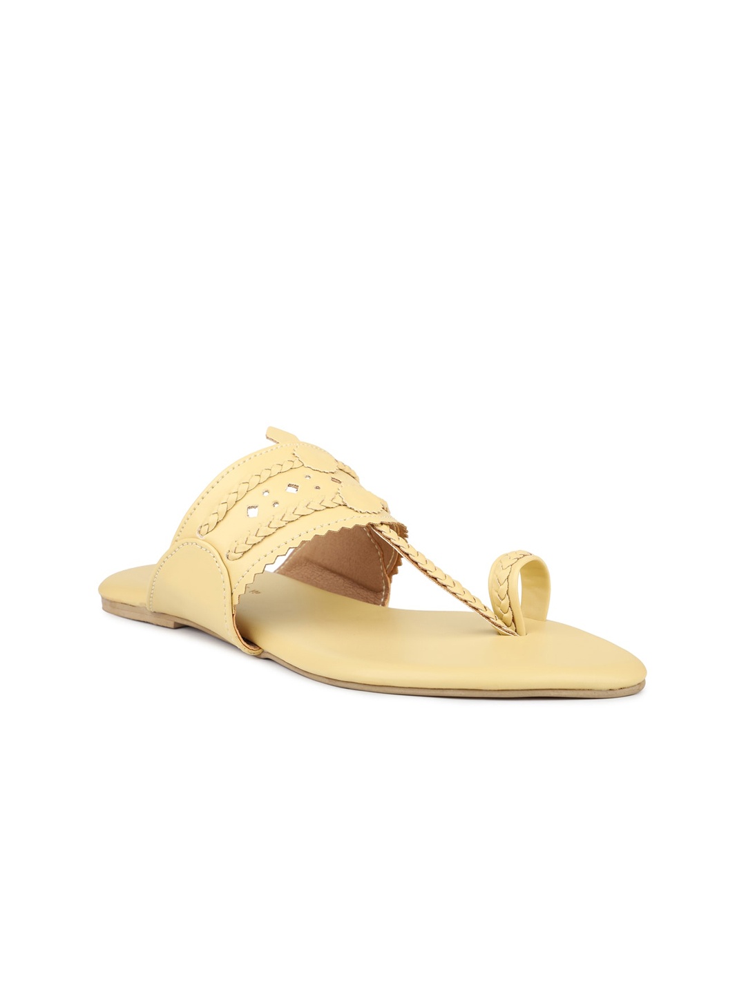 

DESIGN CREW Laser Cuts One Toe Flats, Yellow