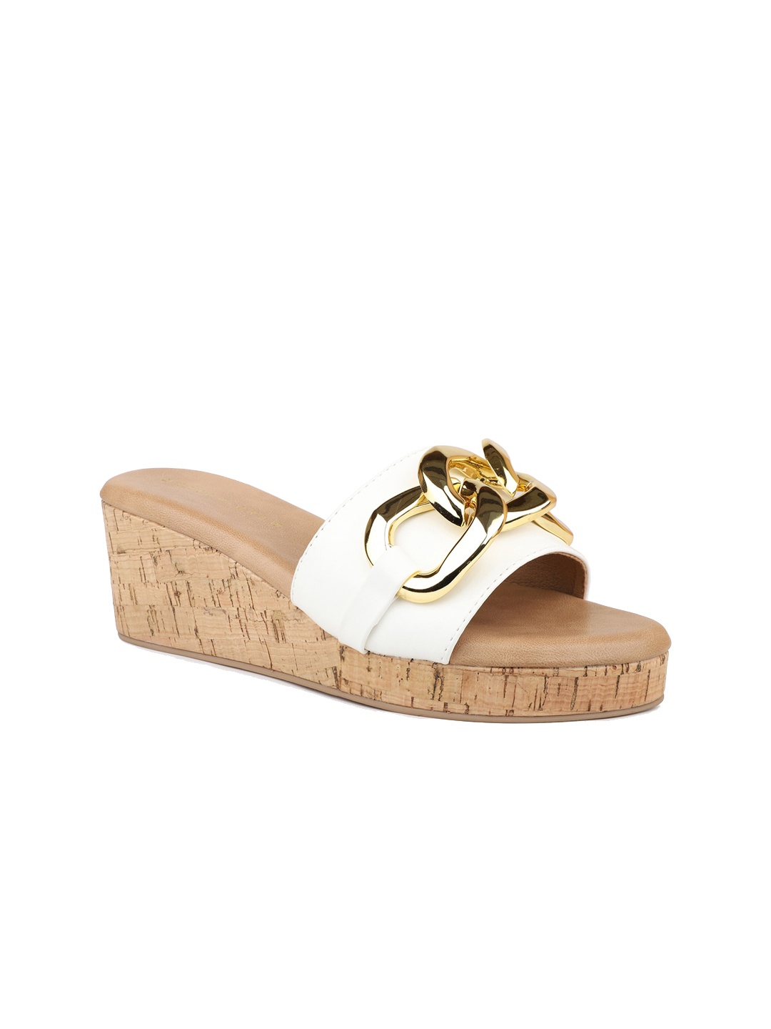 

DESIGN CREW Embellished Open Toe Flatform Heels, White