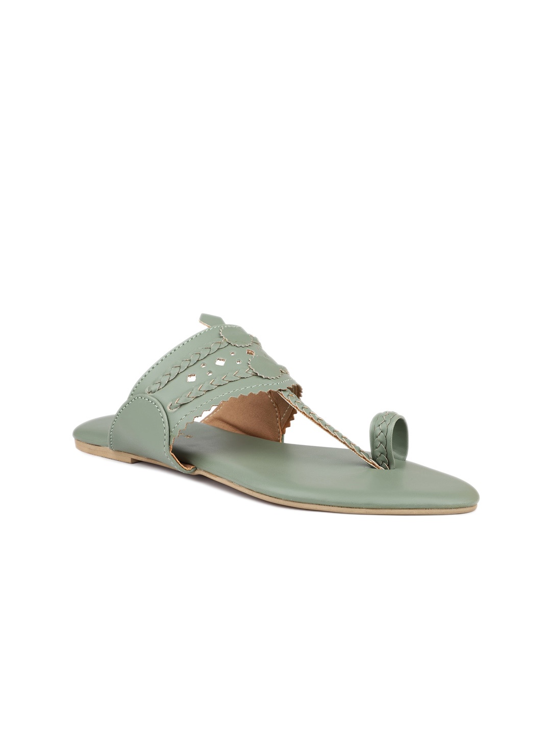 

DESIGN CREW Laser Cuts One Toe Flats, Sea green