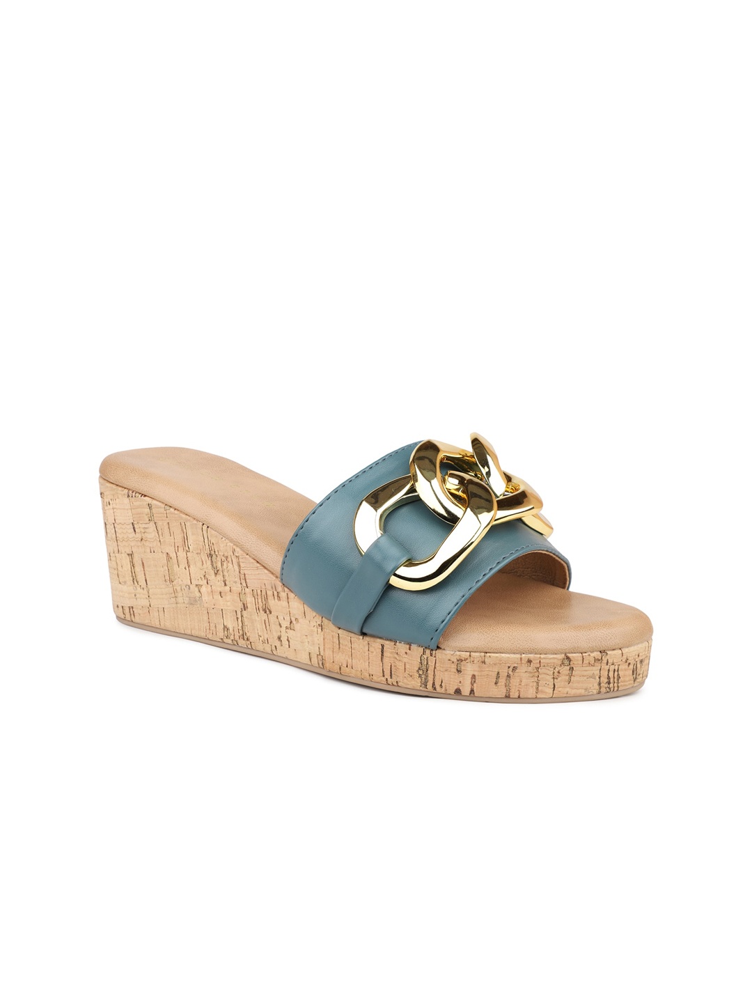 

DESIGN CREW Embellished Open Toe Flatform Heels, Teal