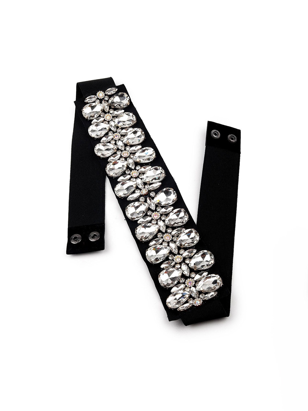 

ODETTE Women Embellished Leather Belt, Black
