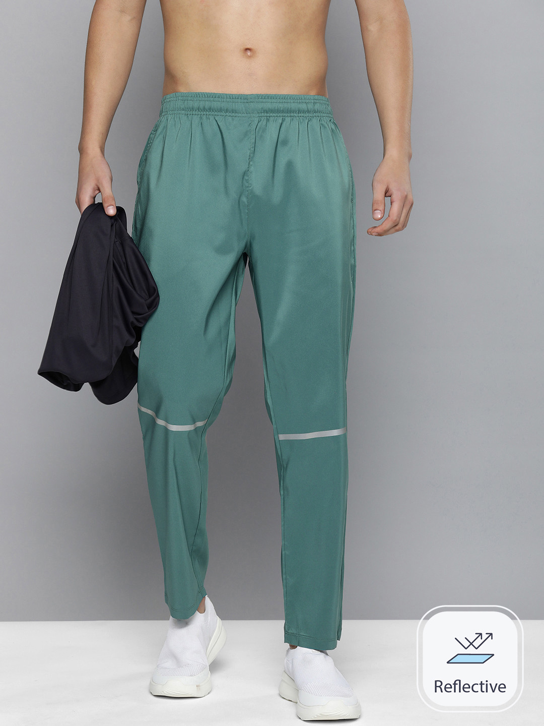 

HRX by Hrithik Roshan Men Solid Rapid-Dry Running Track Pants, Sea green