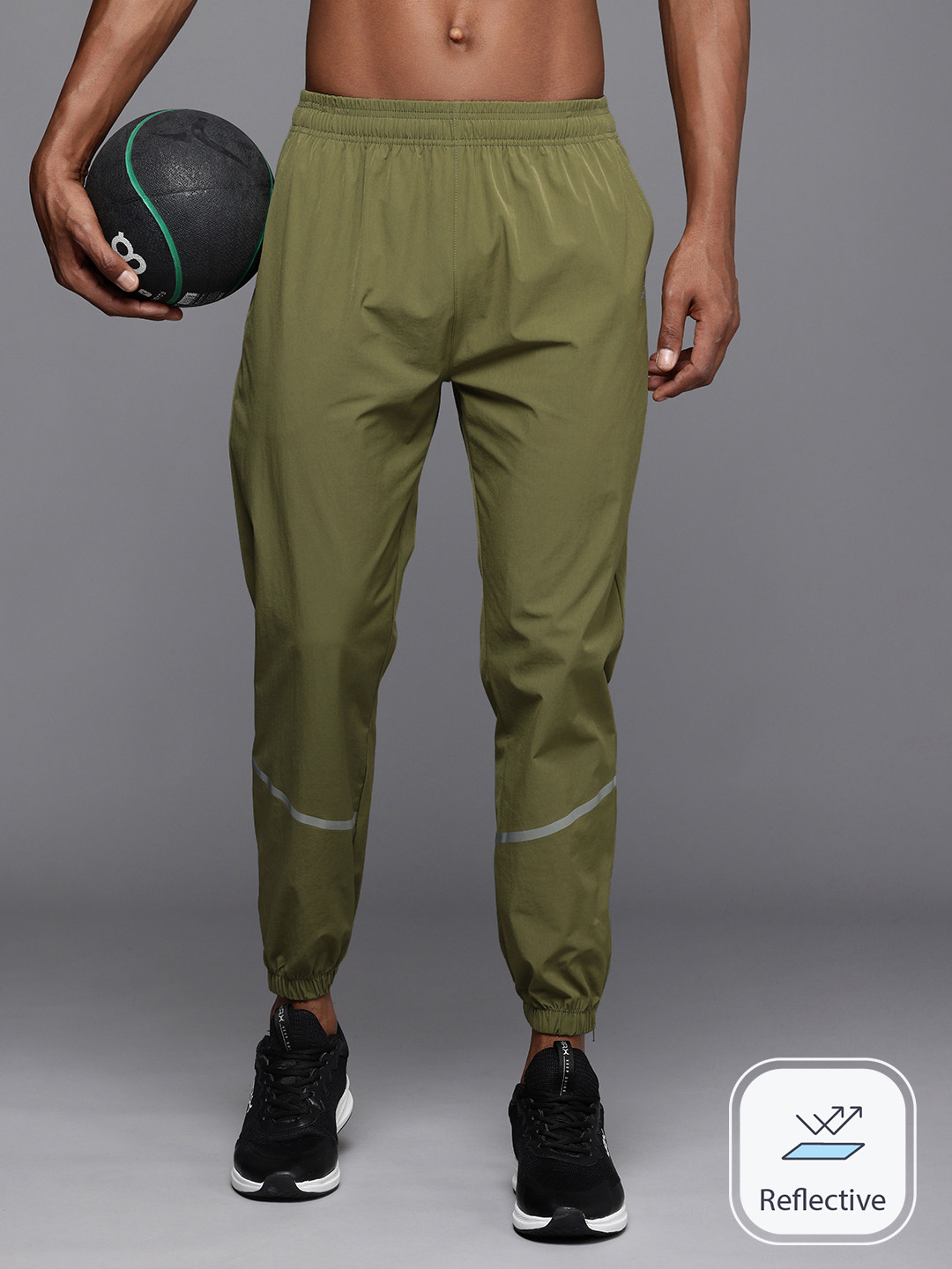 

HRX by Hrithik Roshan Men Solid Rapid-Dry Antimicrobial Training Joggers Track Pants, Olive