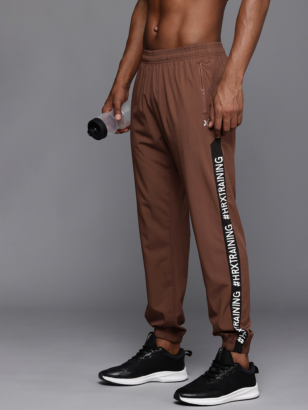 

HRX by Hrithik Roshan Men Solid Rapid-Dry Antimicrobial Training Joggers Track Pants, Brown