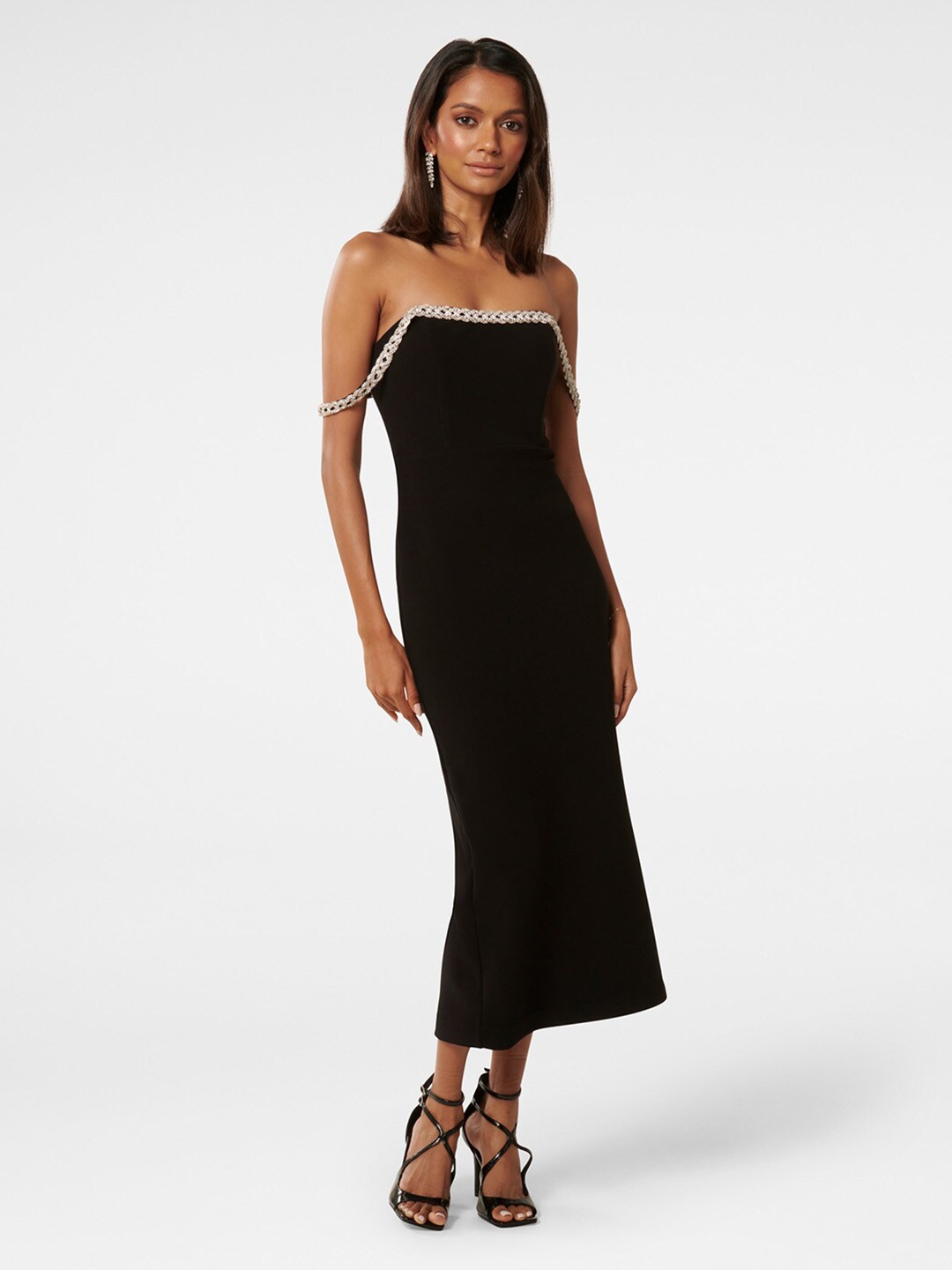 

Forever New Off-Shoulder Sheath Midi Dress, Black