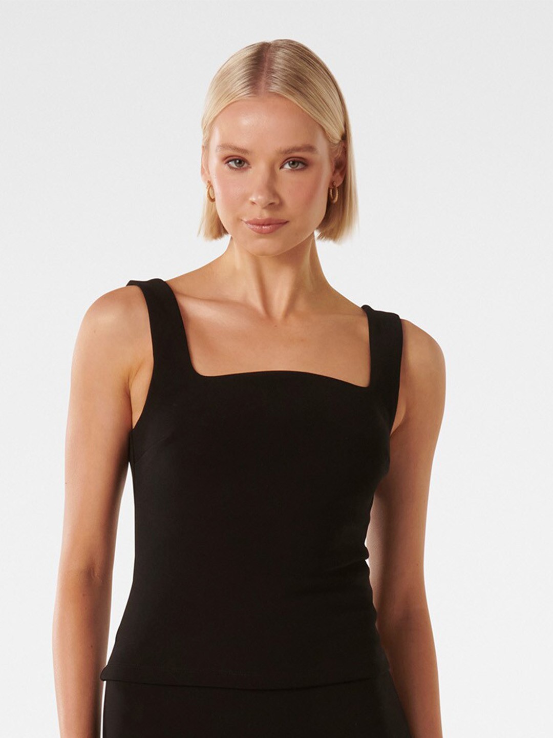 

Forever New Square Neck Sleeveless Fitted Top, Black