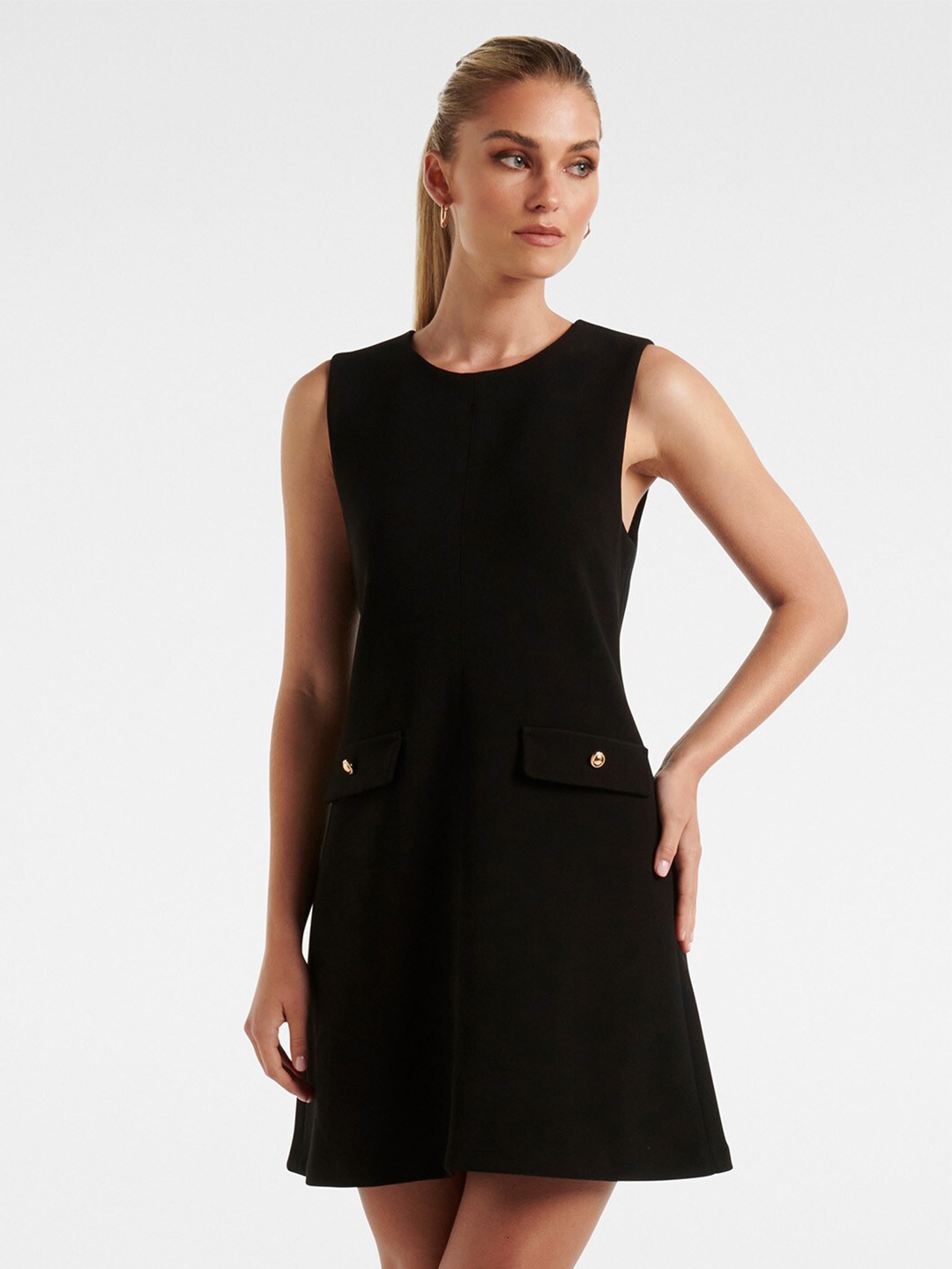 

Forever New Pocket Detail Sleeves Formal A-Line Mini Dress, Black