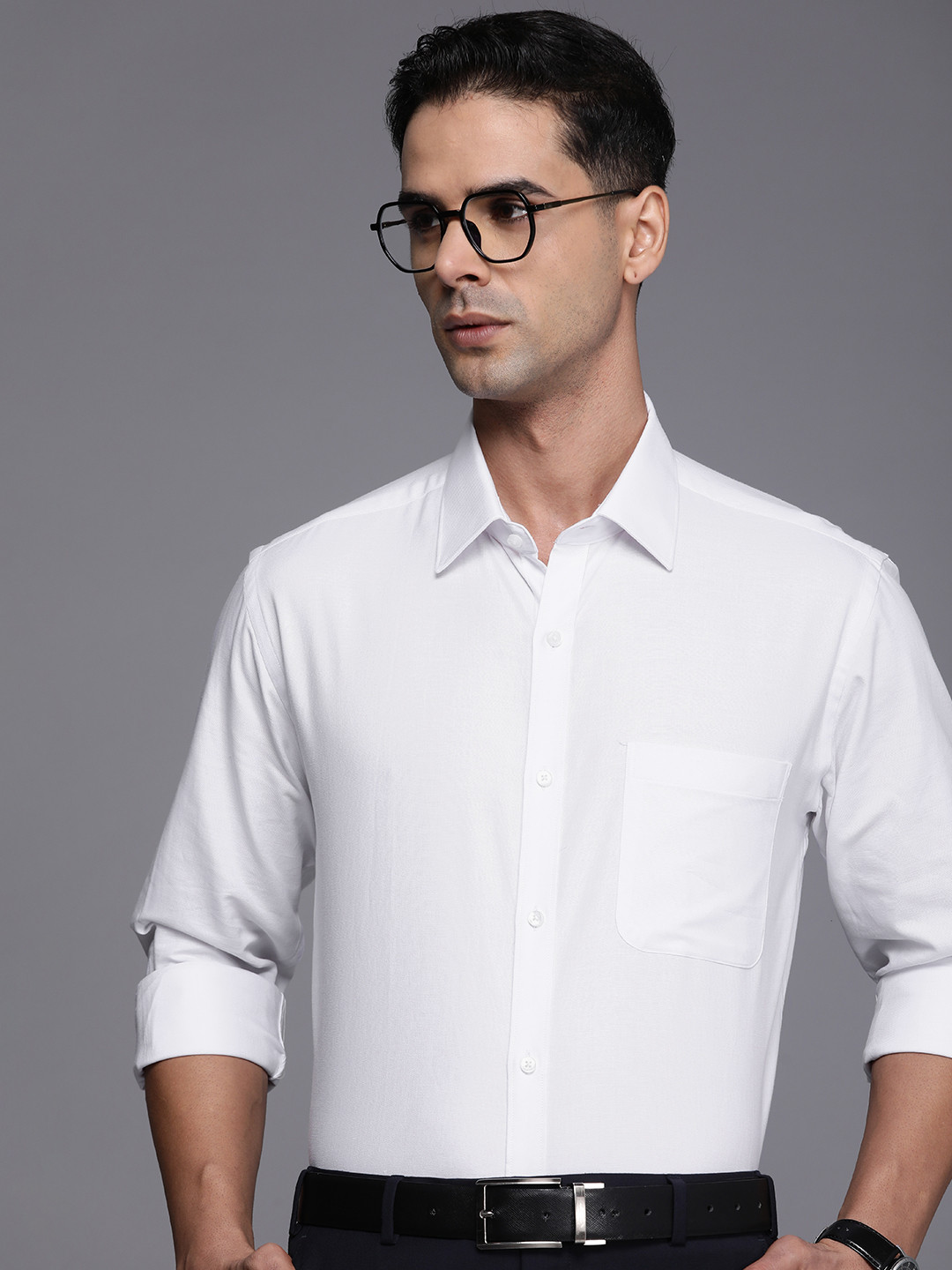 

Raymond Pure Cotton Slim Fit Cutaway Collar Full Sleeves Formal Shirt, White