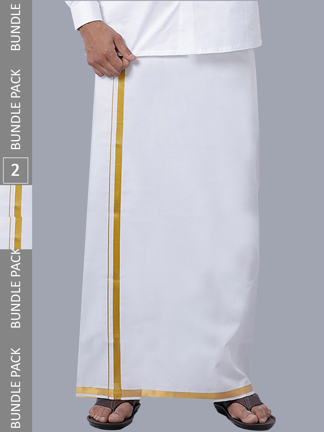 

Ramraj Men Pack Of 2 Pure Cotton Dhotis, White