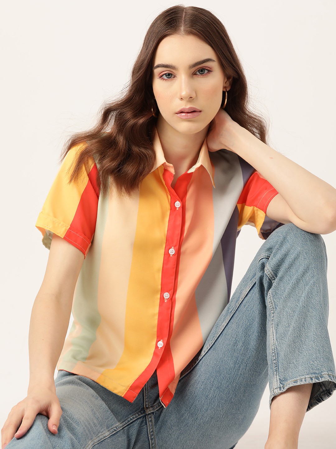 

DressBerry Women Multi Stripes Crepe Opaque Casual Shirt