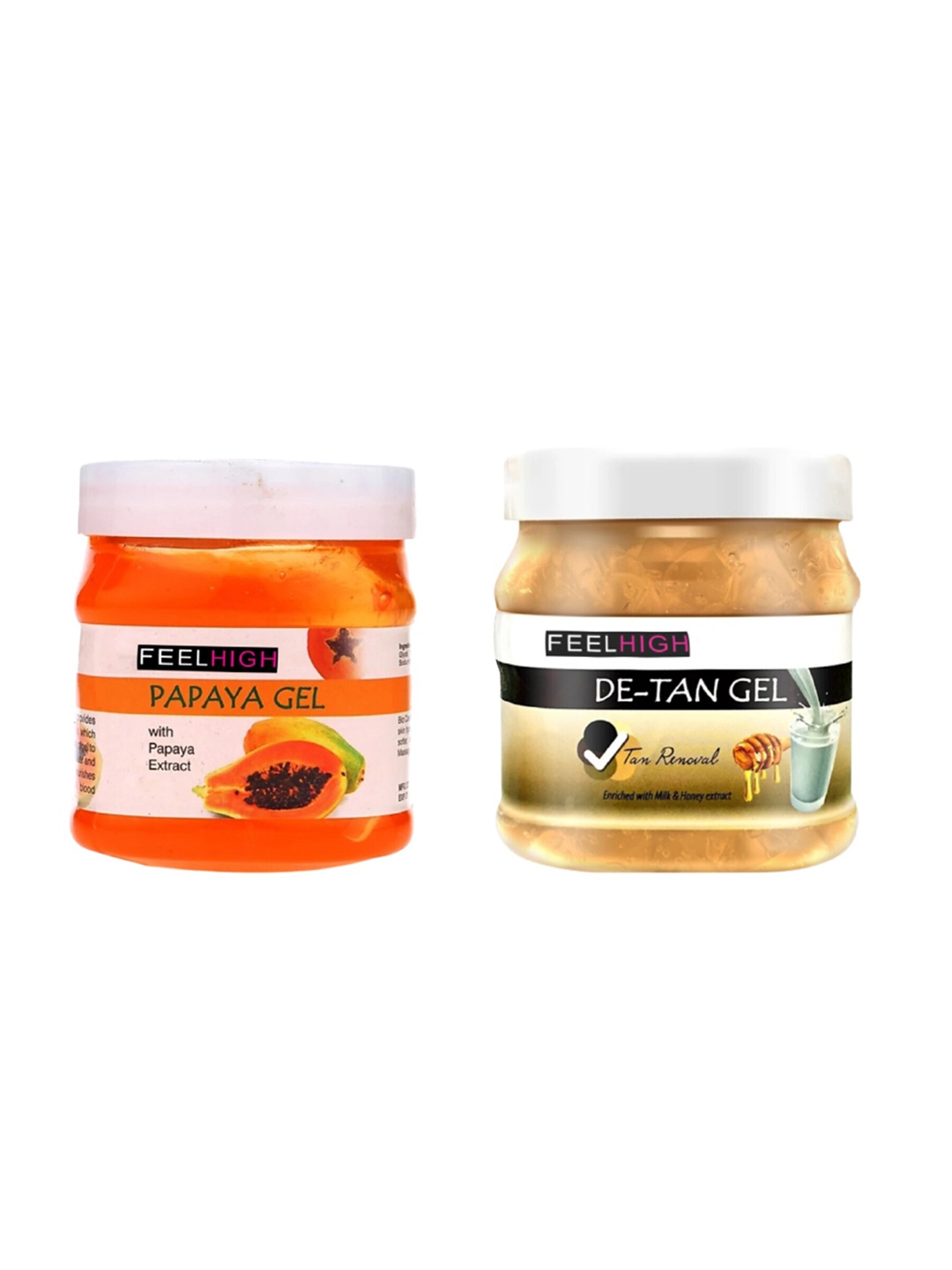 

FEELHIGH Set Of 2 Papaya Gel & Detan Gel Face & Body Gel - 500 ml Each, Orange