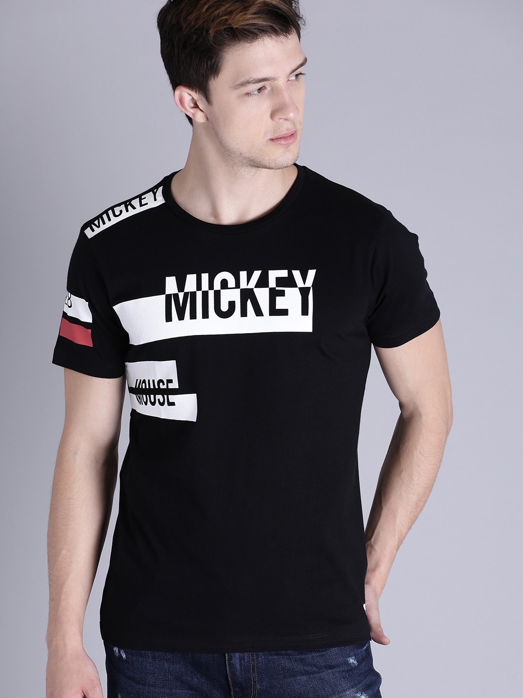 

Kook N Keech Disney Men Black Printed Round Neck Pure Cotton T-shirt