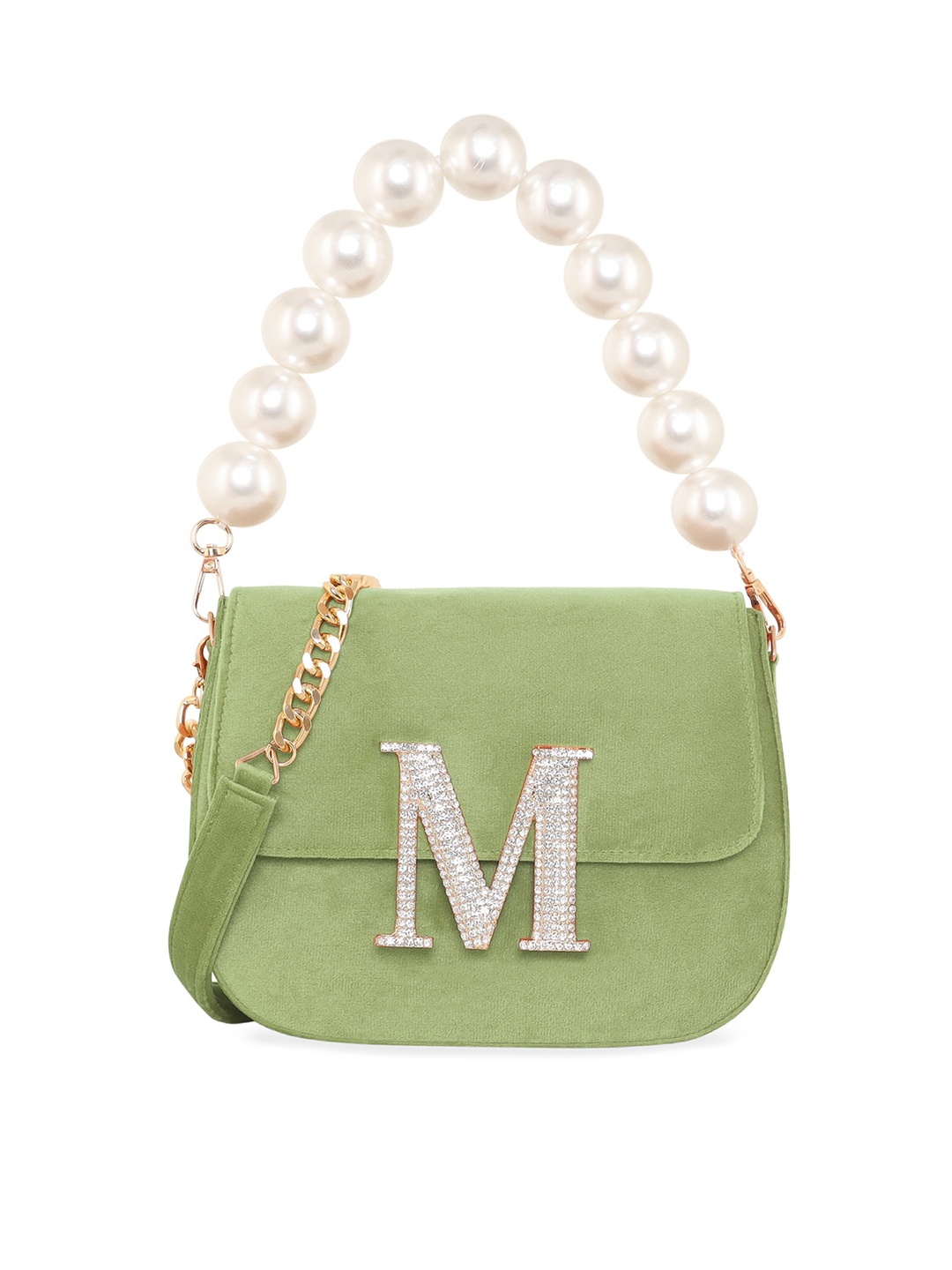 

ESBEDA Embellished Structured Sling Bag, Green