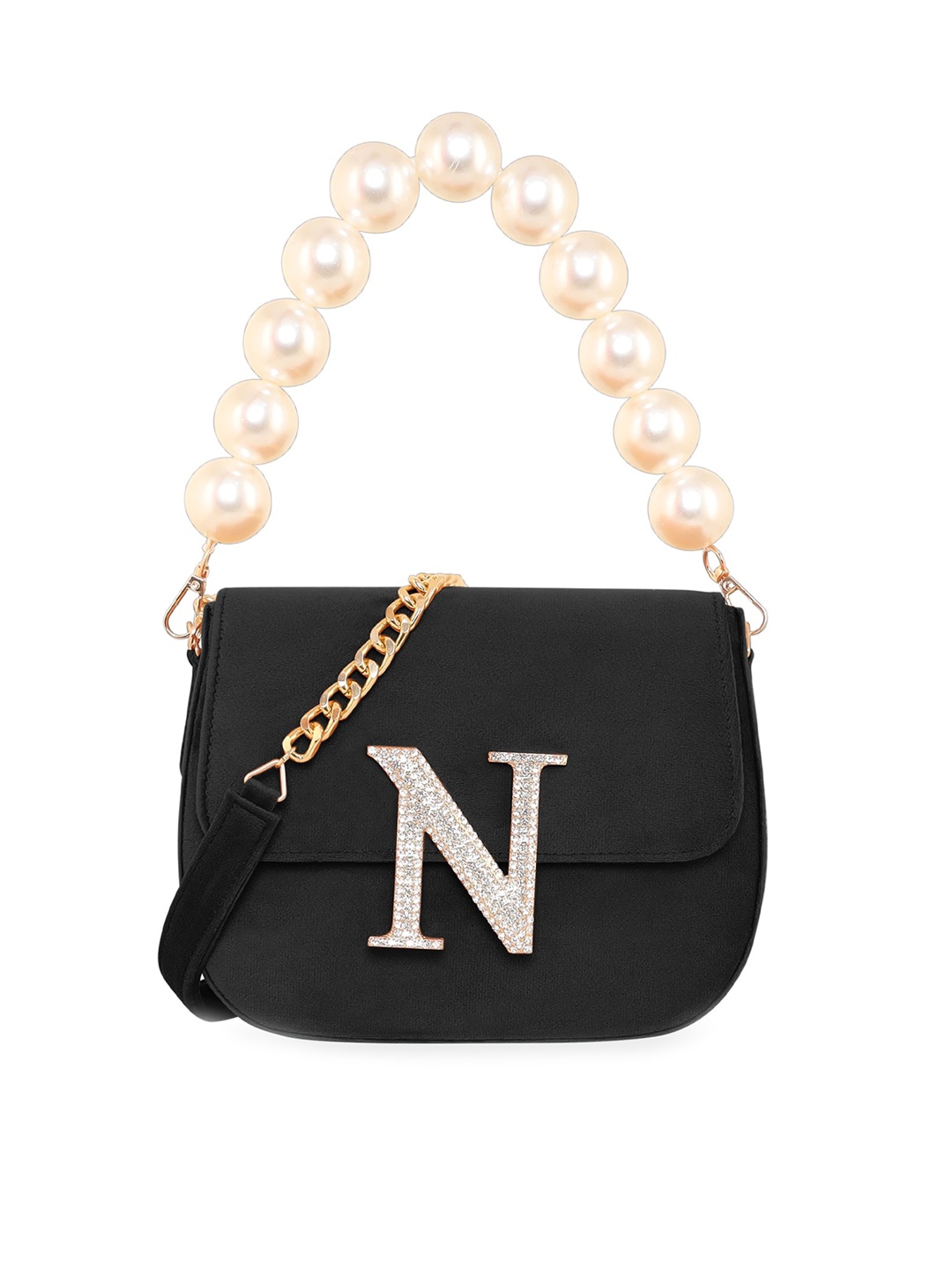 

ESBEDA Embellished Structured Sling Bag, Black
