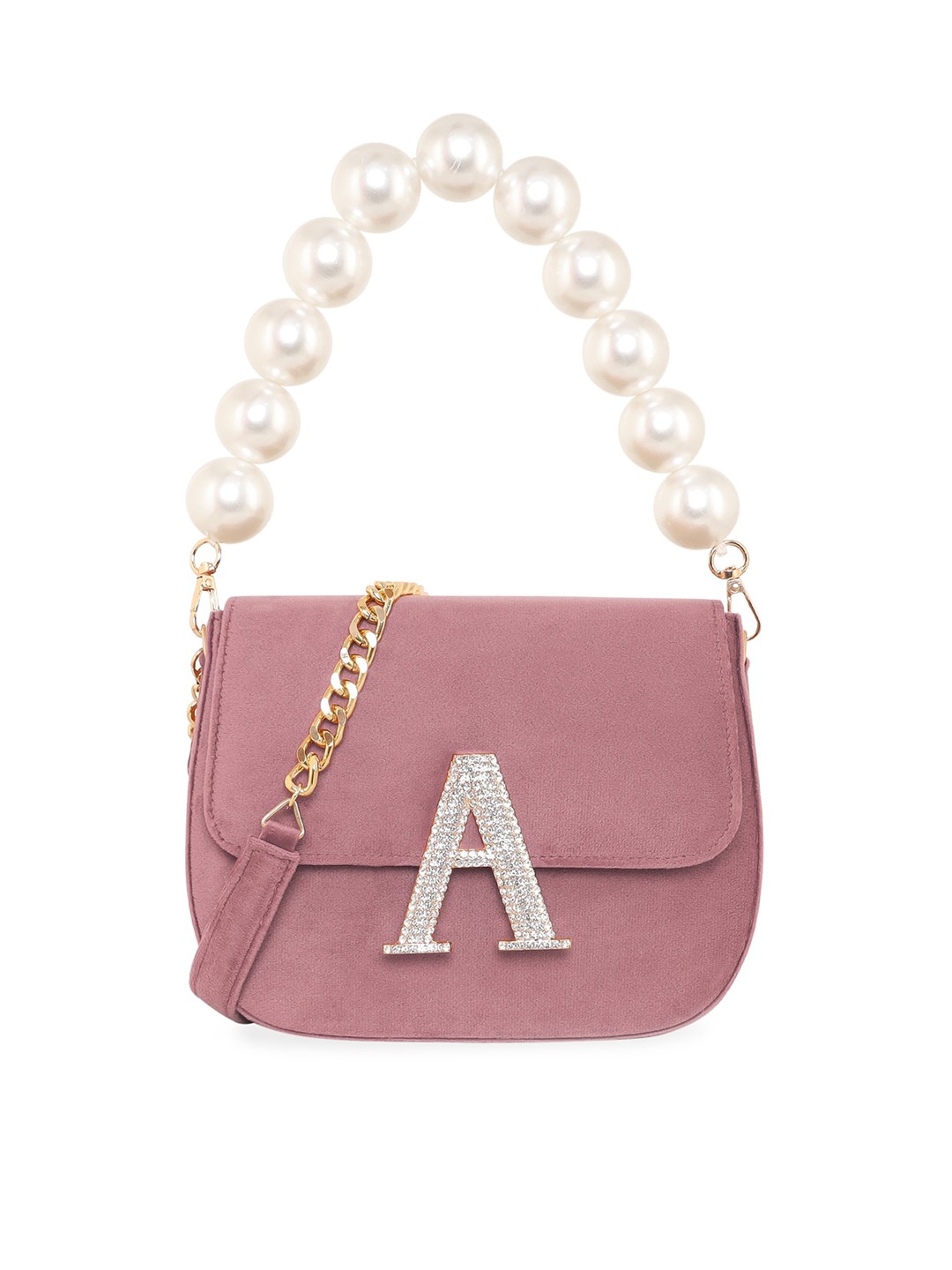 

ESBEDA Embellished Velvet Structured Handheld Bag, Pink