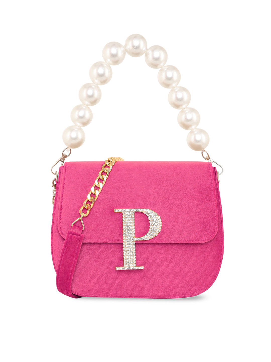 

ESBEDA Embellished Velvet Structured Handheld Bag, Pink
