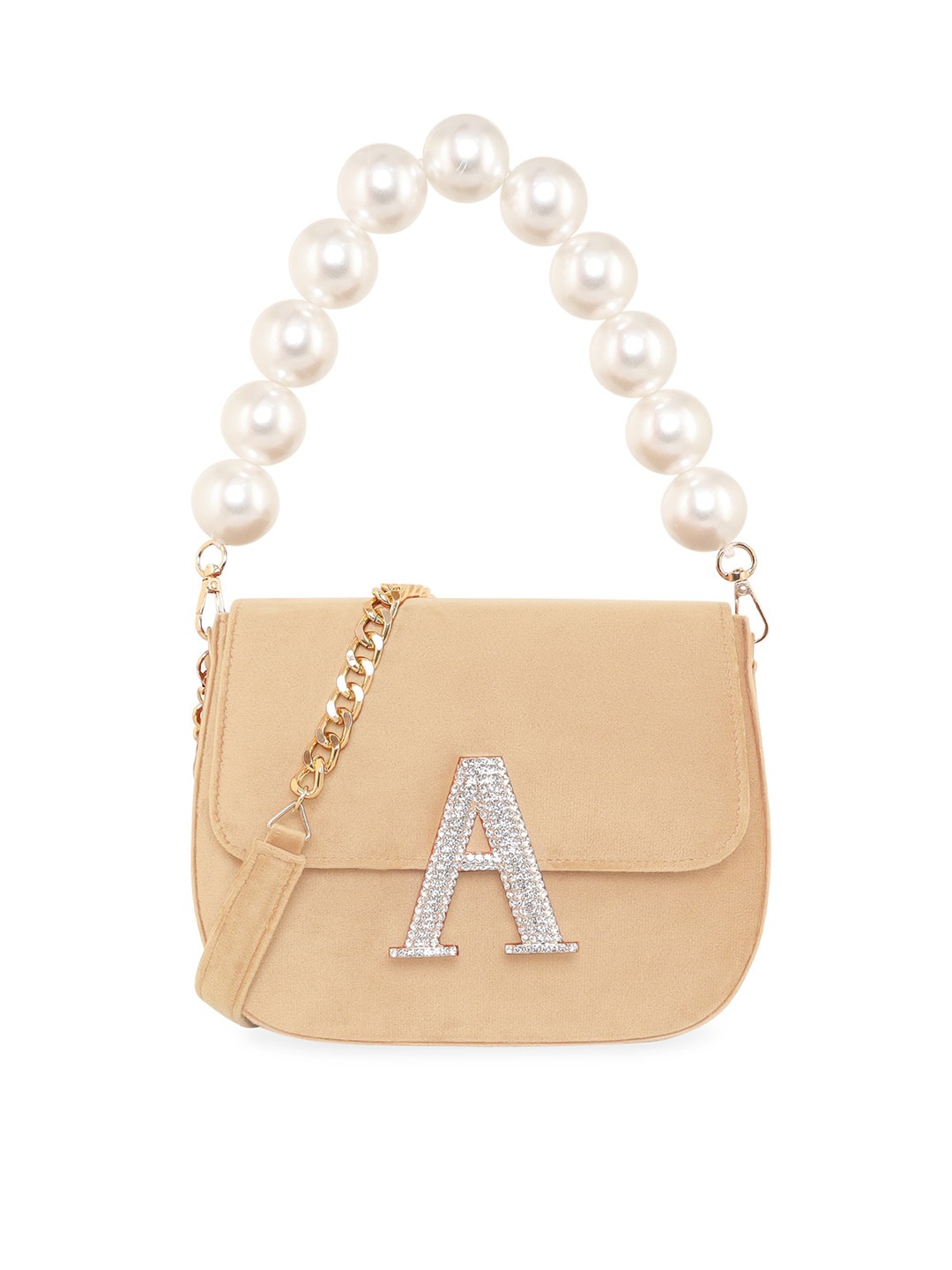 

ESBEDA Embellished Structured Sling Bag, Beige