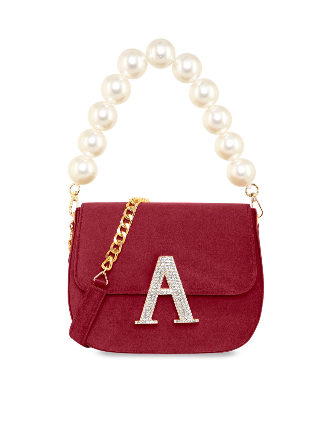 

ESBEDA Embellished Structured Sling Bag, Maroon