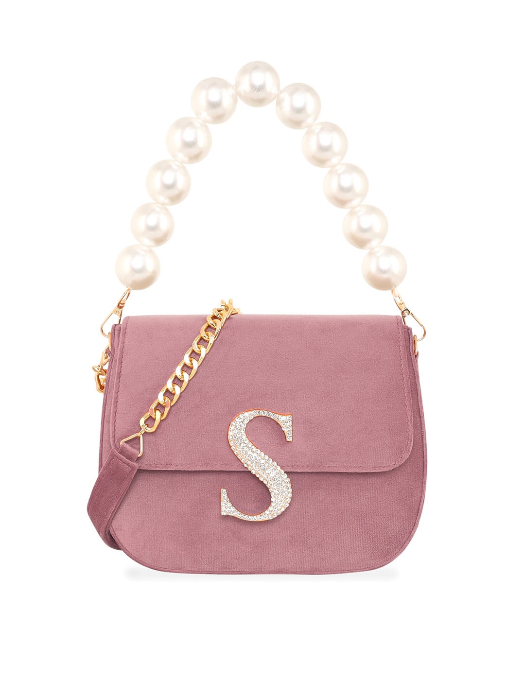 

ESBEDA Suede Structured Sling Bag With Embellished Detail, Pink