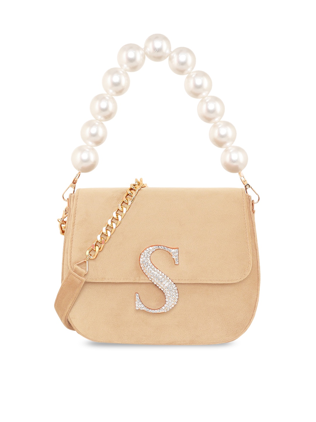 

ESBEDA Suede Structured Sling Bag, Gold