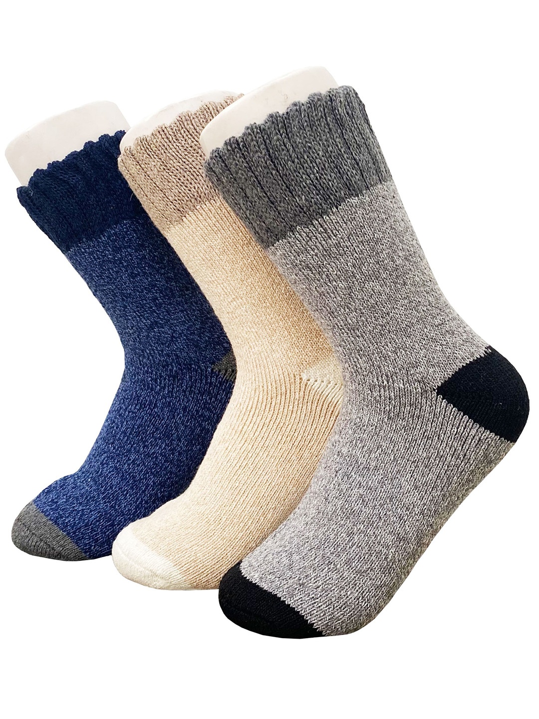 

Alexvyan Pack Of 3 Warm Winter Slipper Shoe Calf-Length Socks, Blue