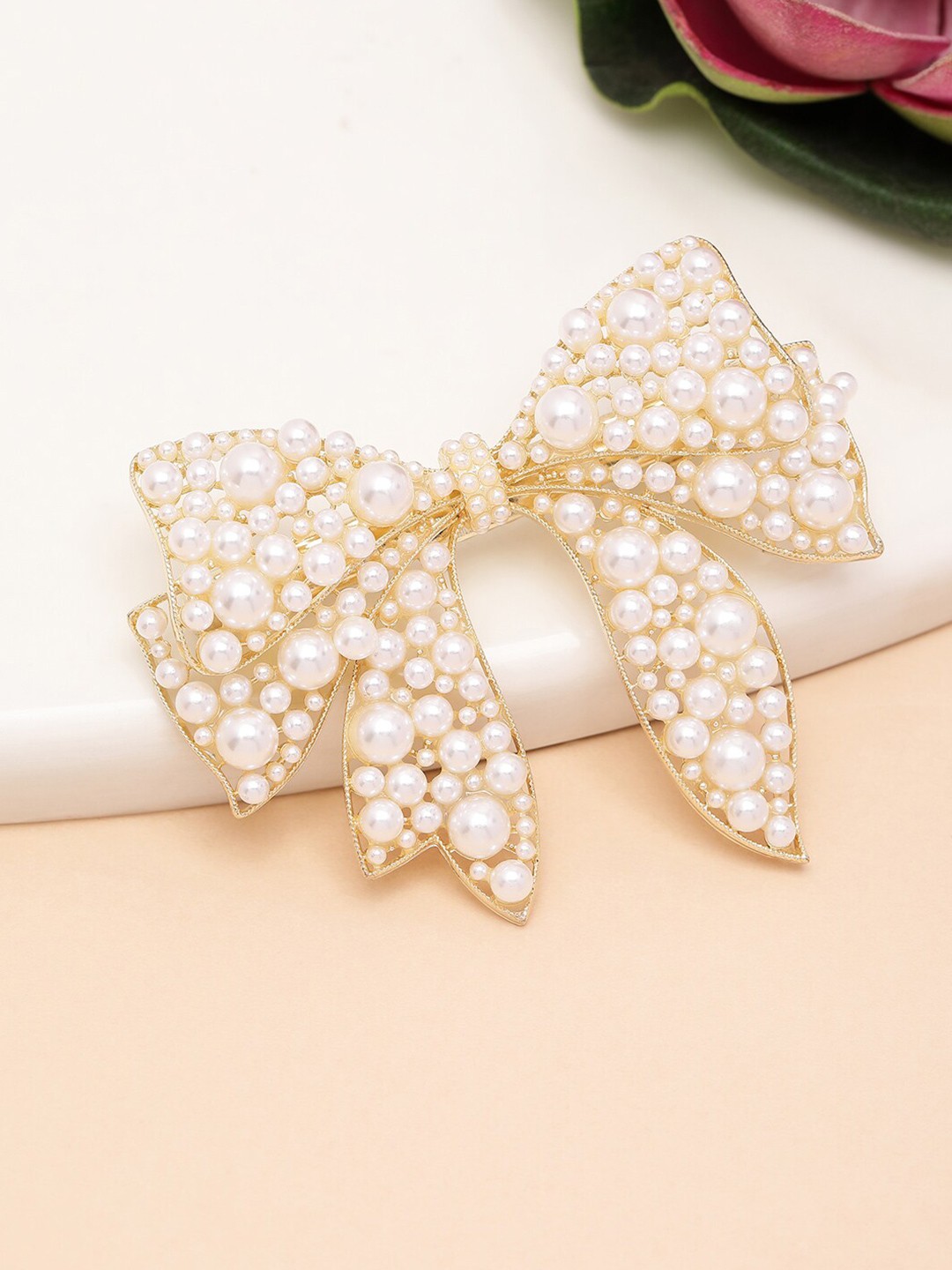 

PANASH Gold-Plated Pearl Beaded Alligator Hair Clip
