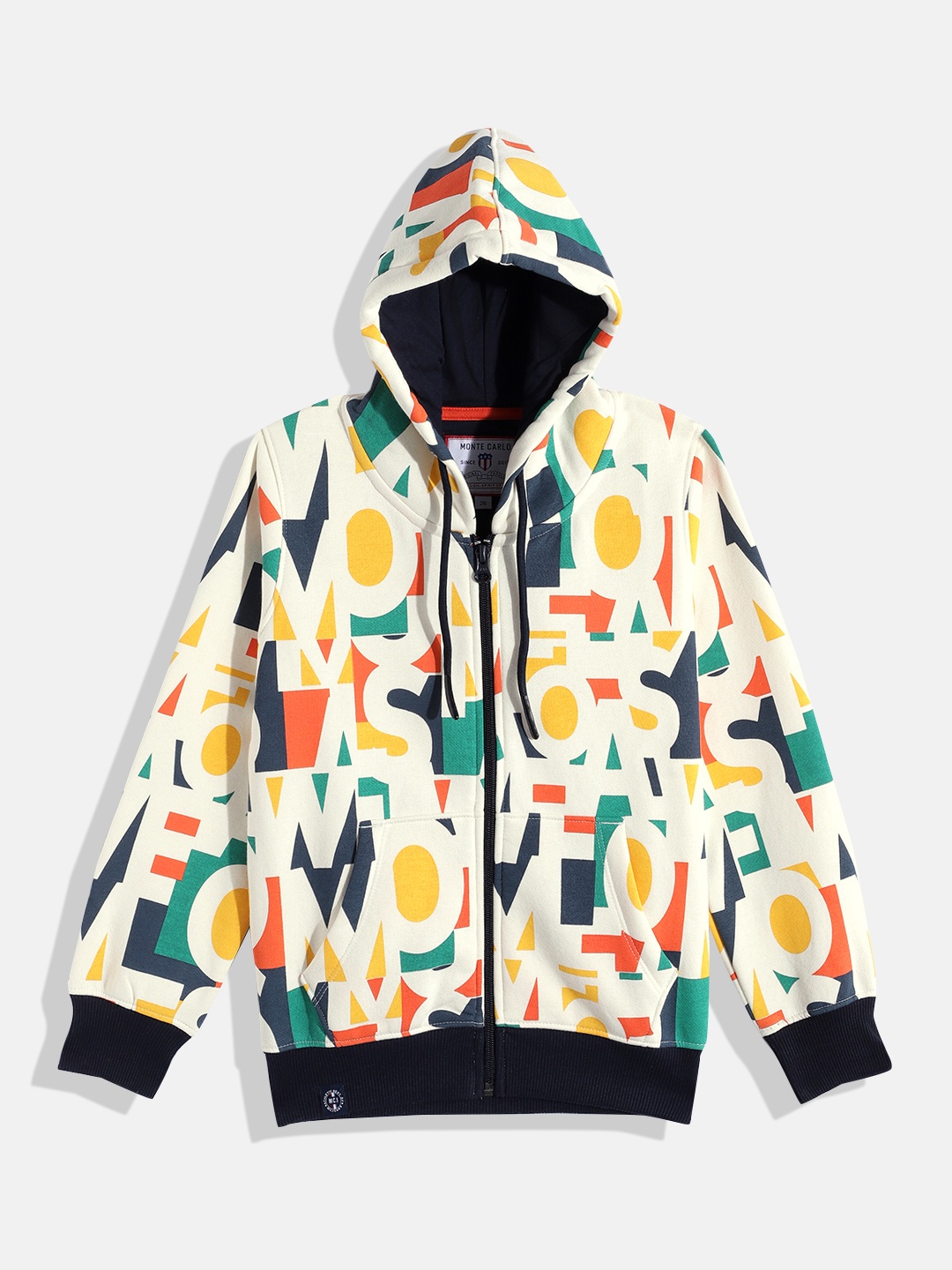 

Monte Carlo Boys Geometric Printed Hooded Sweatshirt, Cream